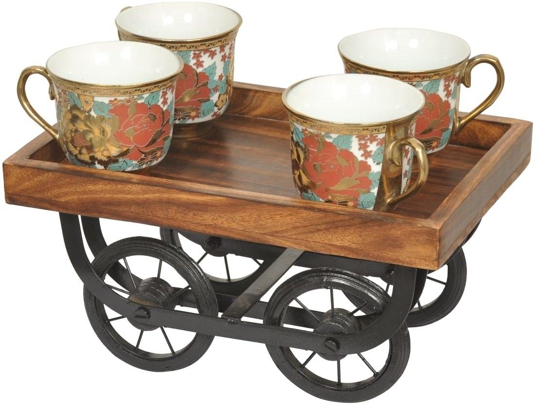 Multipurpose Wood Serving Platter for Dining Table/Thela Trolley Tray Serving Set