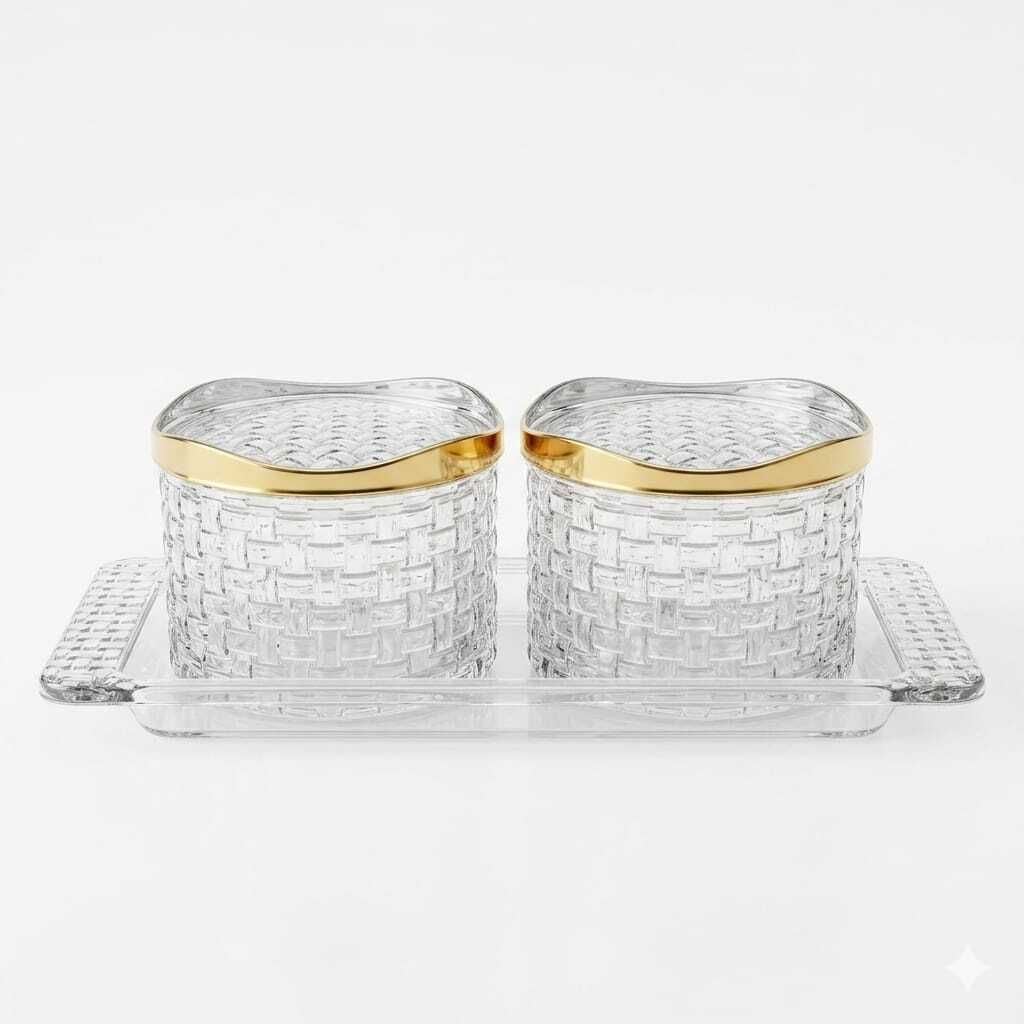 Glass Serving Set (Pack of 3) Tray, Container, Glass Serving Set-image-44