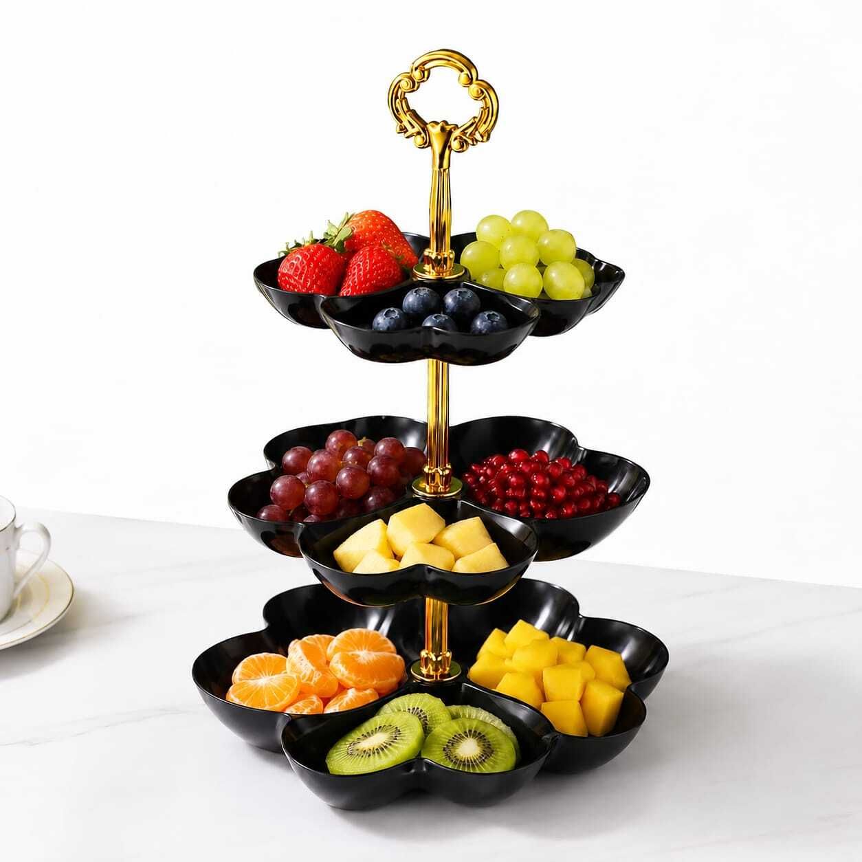 shri enetprises Three layer Fruit Tray BlK (black) Tray Serving Set-picture-25