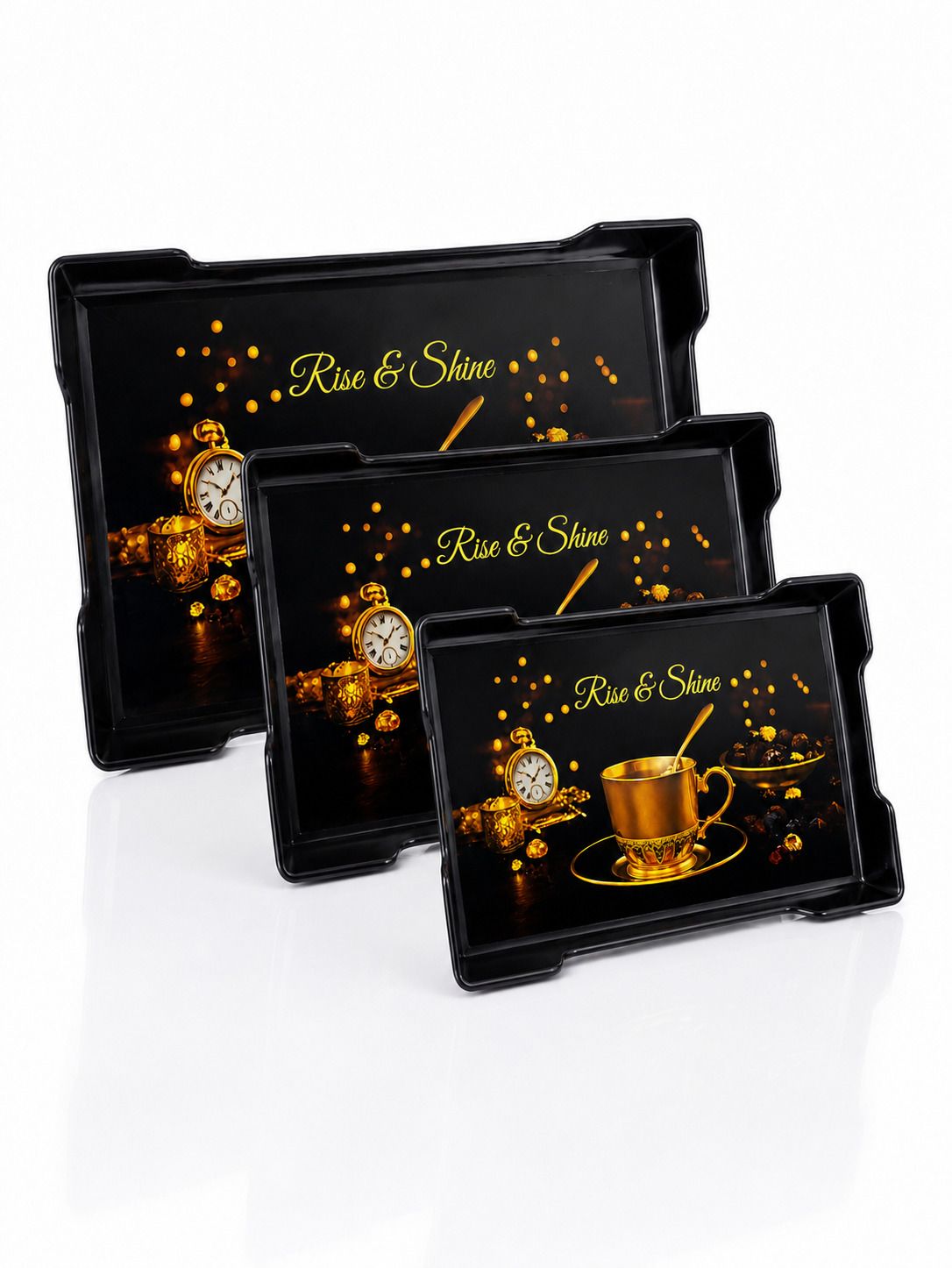 urbanplast Multipurpose Breakfast Snack Serving Tray Set for Home Office Tray Serving Set-picture-11