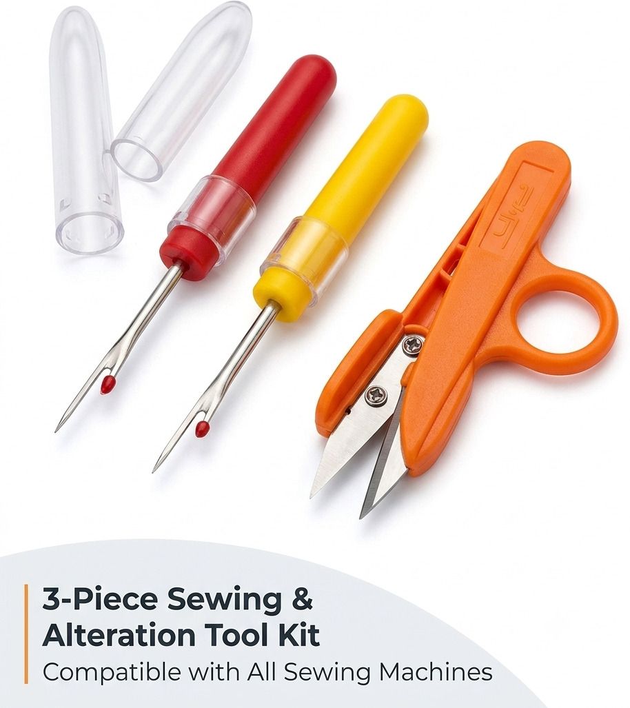 Pack of 3 Seam Ripper & Thread Cutter Set | 2 Small Stitch Unpickers Sewing Kit-image-42