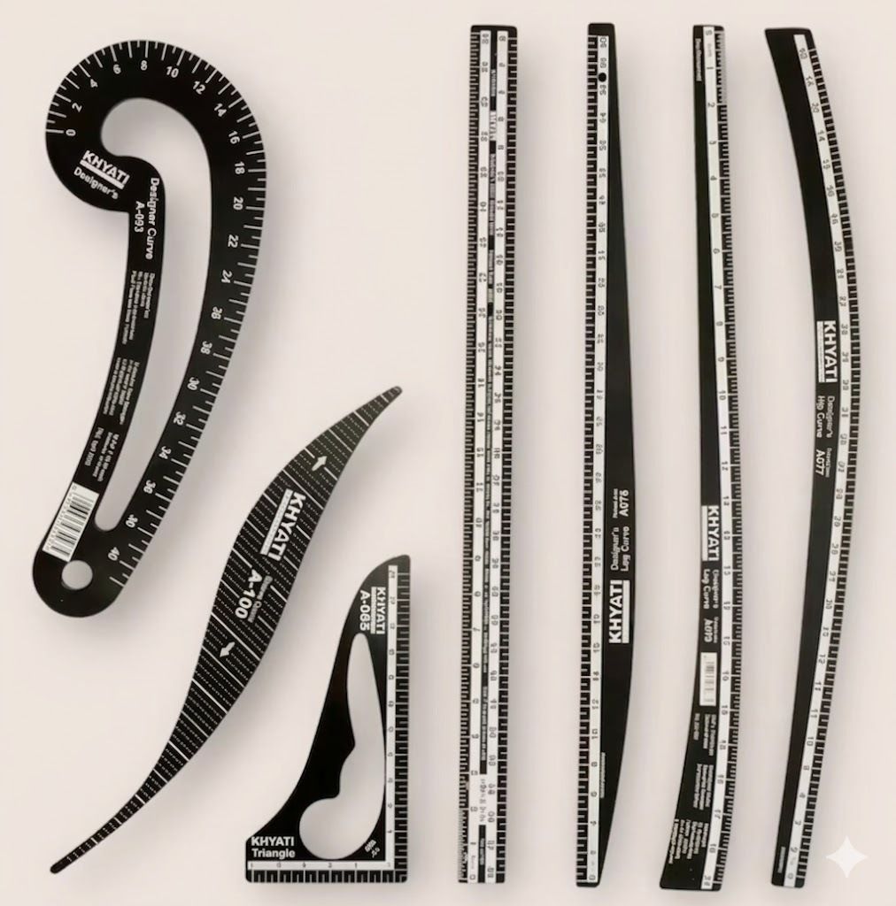 7-Piece Tailoring Scale Set for Fashion Designing & Boutique Use - Black Sewing Kit-image-48