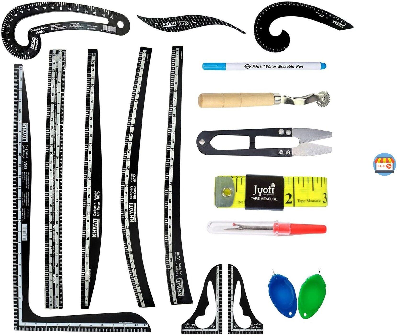 kitoarts Plastic Tailoring Scale Kit Set, Tailoring Accessories,Pattern Making Ruler Kit Sewing Kit-picture-24
