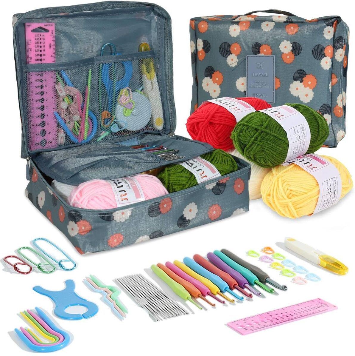 Ergonomic Crochet Hooks Kit, 61 Pc with Case, Yarn - Beginner to Pro, Amigurumi-image-37