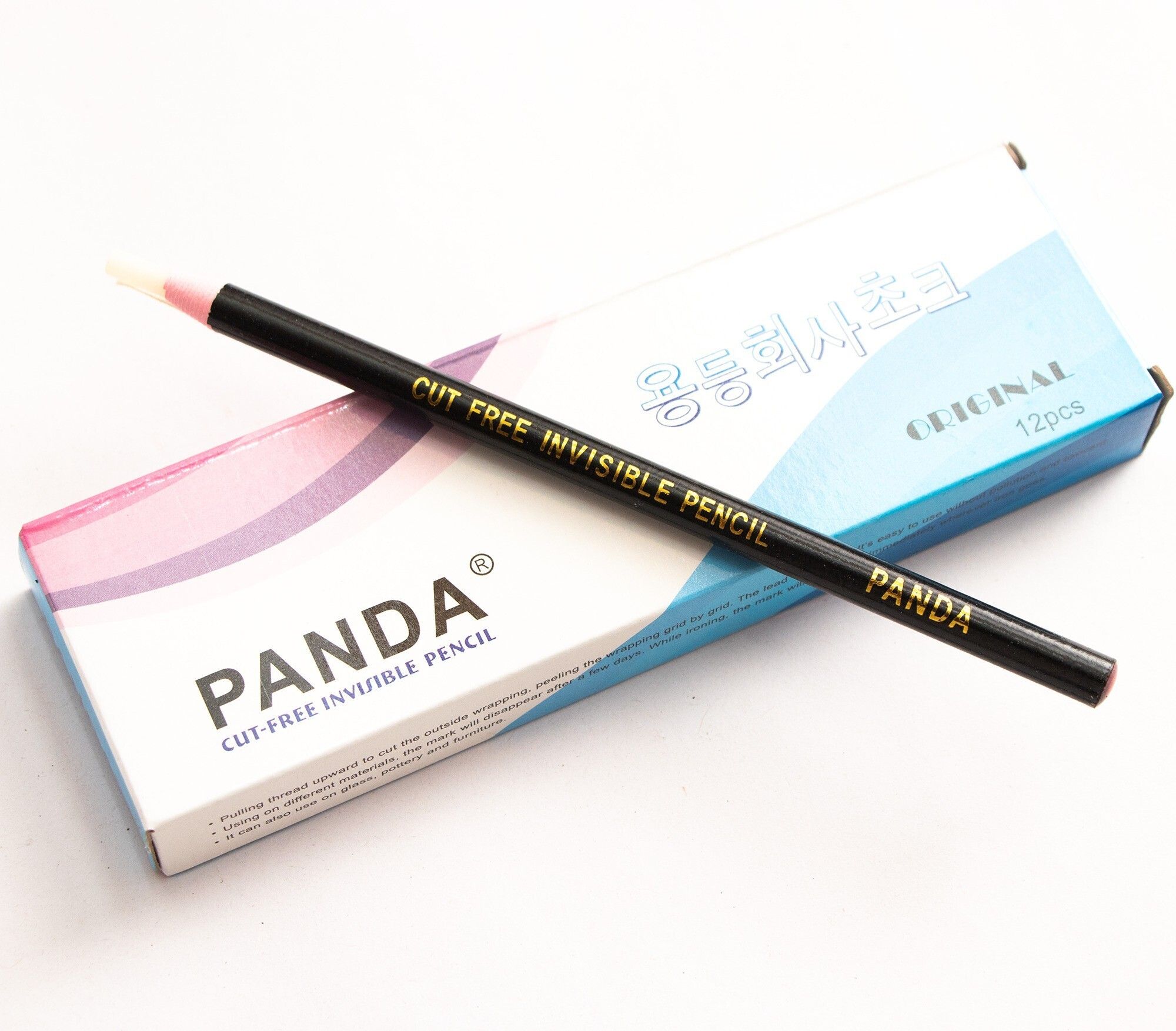 Panda Cut-Free Invisible Wax Pencil for Writing Marking on Fabric, Cloth, 12 pcs Sewing Kit