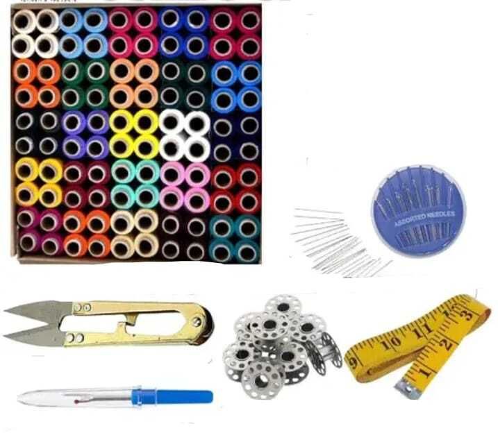 houseofcommon 100Pcs Thread, 5 Bobbin, Measuring Tape, Seam Ripper with 1 Needle Pack Sewing Kit-picture-24