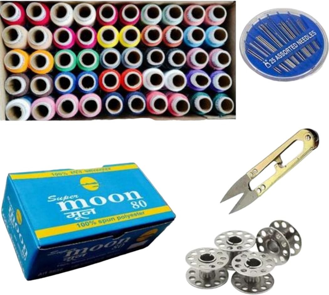 houseofcommon Sewing kit Thread box(50Pcs), Needle box(25Pcs), Thread Cutter(1), Bobbins(5) Sewing Kit-picture-27