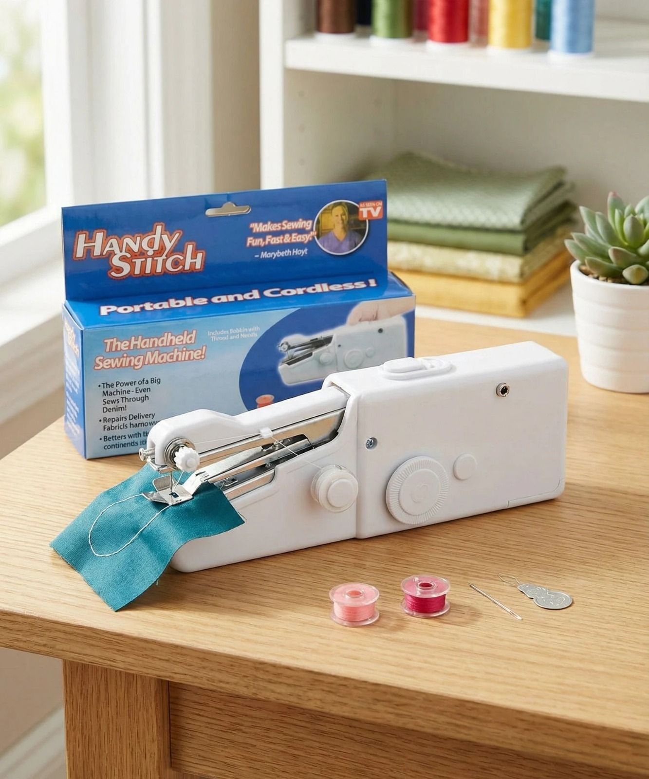 Quick Repairs,Home Tailoring & Emergency Lightweight Handheld Sewing Tool Stapler Sewing Machine 2 built-in stitches 30 SPM White-image-16