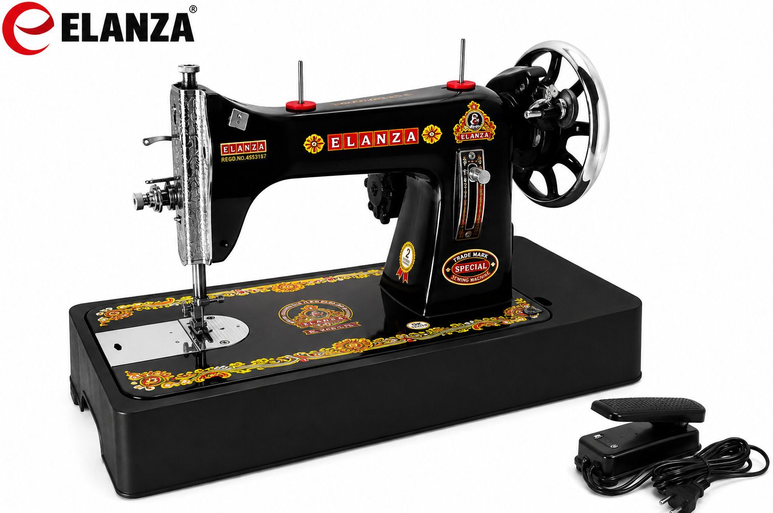 elanza Heavy Duty Square Super Tailor Sewing Machine With Heavy Duty [100%Copper Motor] Manual Sewing Machine 1 built-in stitches 980 SPM Black-picture-15