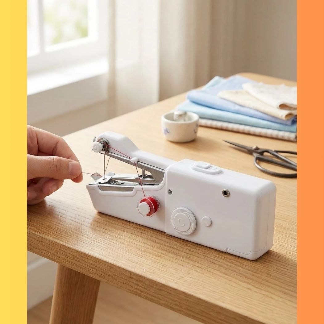 Mini sewing machine for home tailoring, hand stitching machine_06 Electric Sewing Machine 1 built-in stitches 100 SPM White-image-32