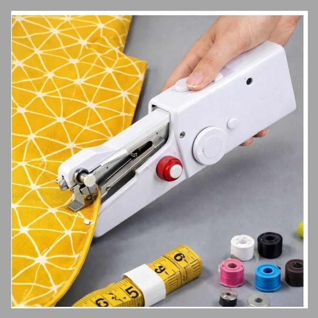 Mini Electric Stitching Machine New04 Electric Sewing Machine 2 built-in stitches 100 SPM White-image-11