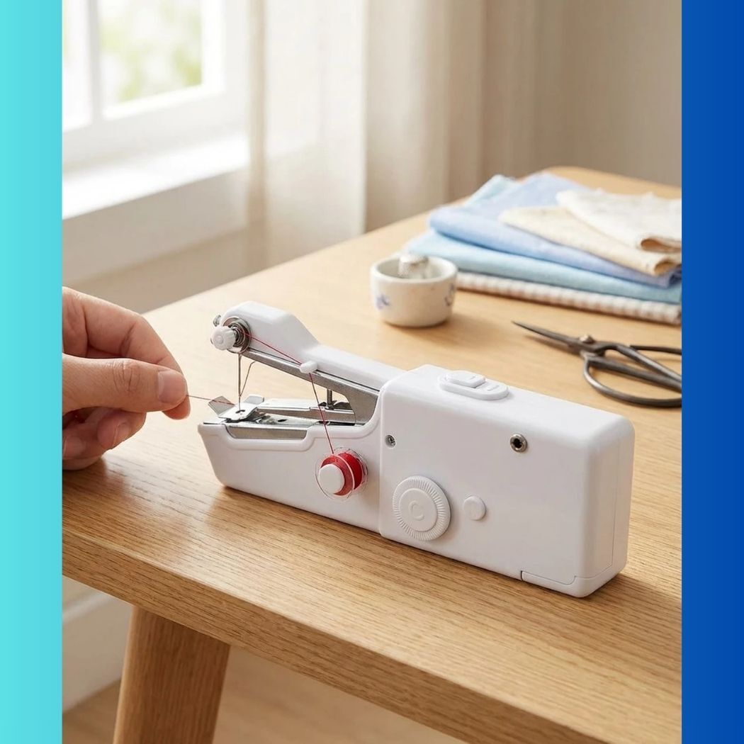 Mini sewing machine for home tailoring, hand stitching machine_02 Electric Sewing Machine 2 built-in stitches 100 SPM White-image-34
