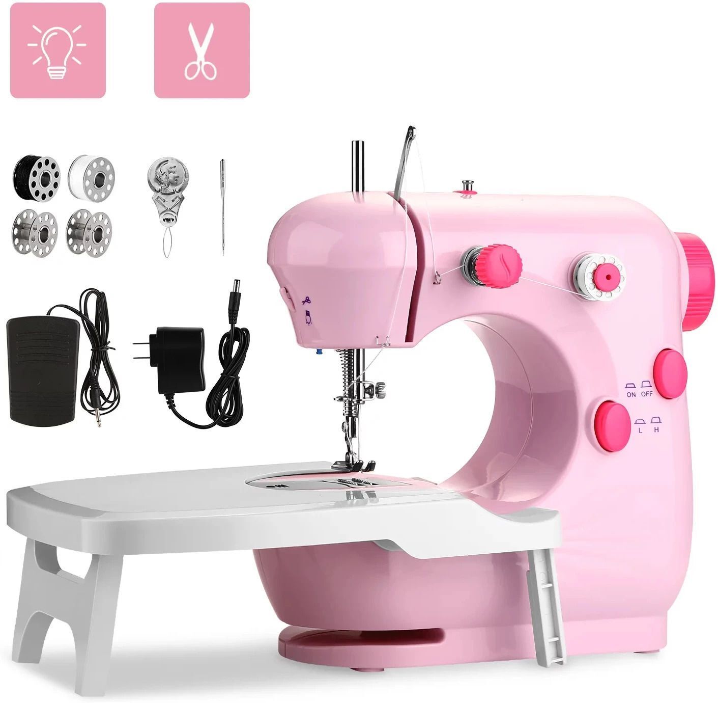 Portable for Beginners with Light and Extension Table, Dual Speed Electric Sewing Machine-image-20