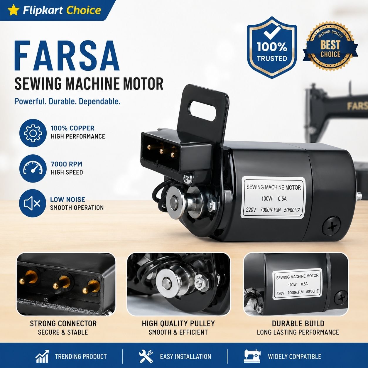 farsa Household sewing machine motor Electric Sewing Machine 1200 built-in stitches 7000 SPM Black-picture-8