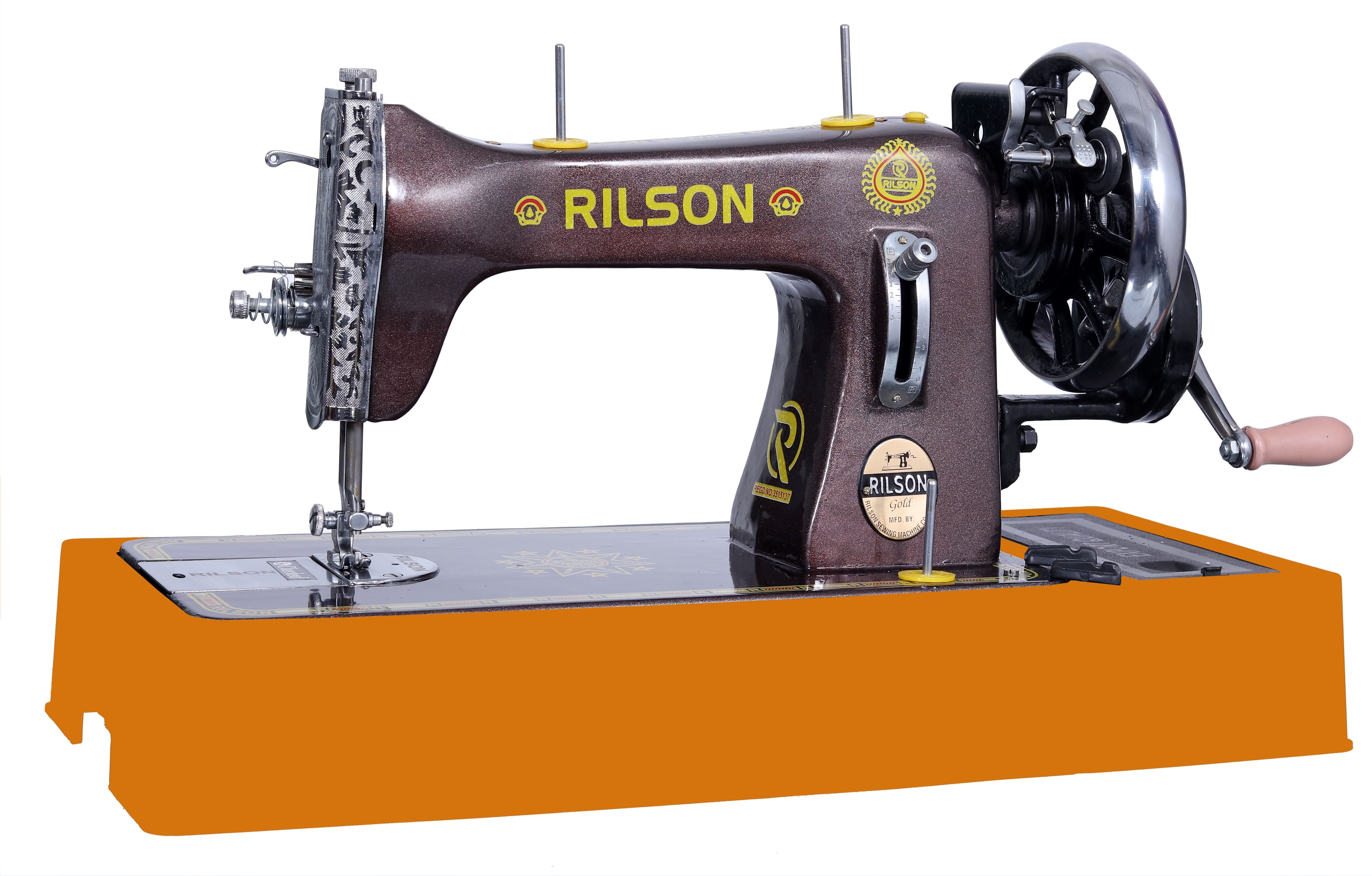 DOMESTIC DELUXE MODEL SEWING MACHINE WITH WOODEN BASE AND HAND ATTACHMENT Electric Sewing Machine 1 built-in stitches 1800 SPM COPPER-image-0