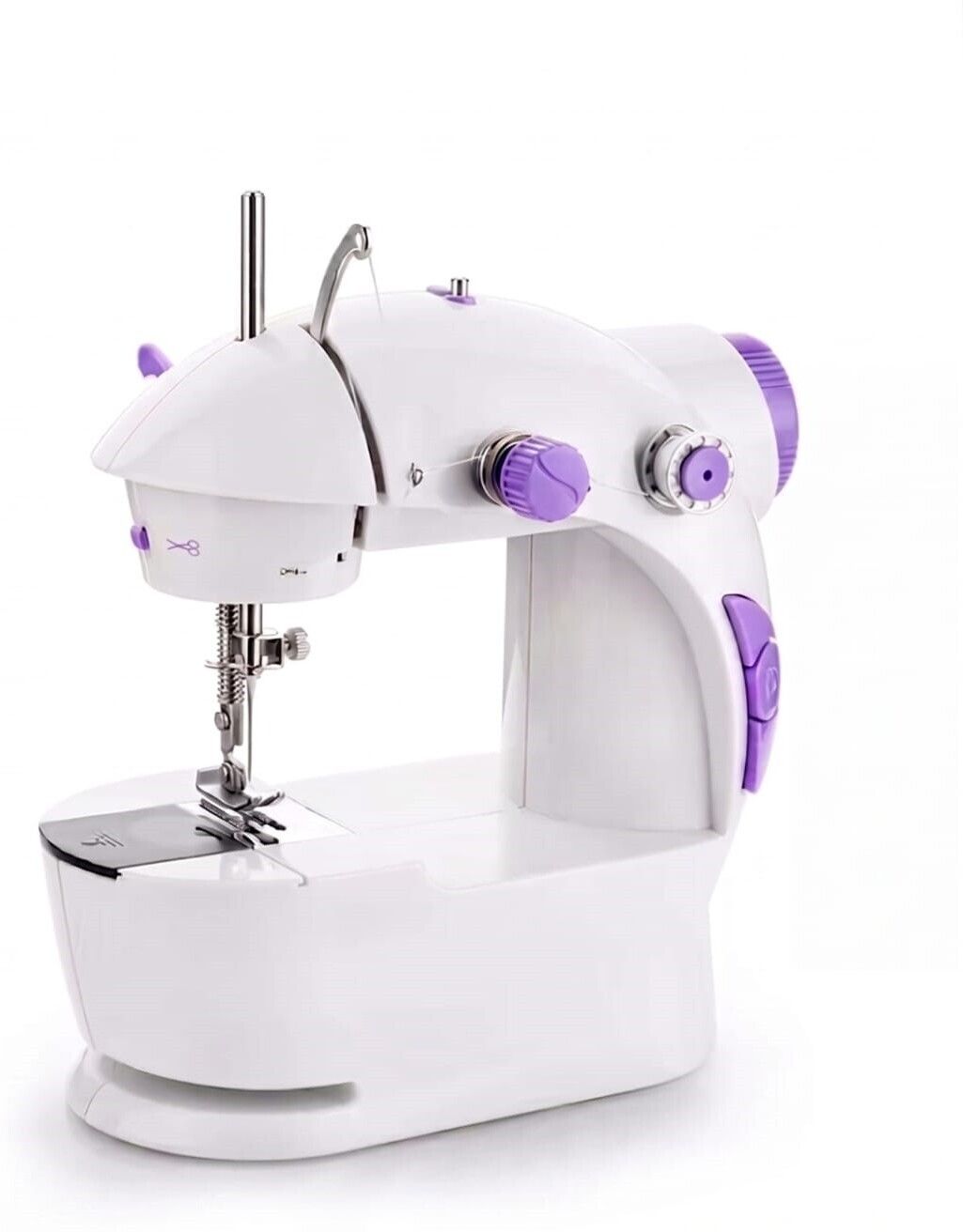 Mini Sewing Machine for Beginners with Colour Thread Set & Accessories Kit Electric Sewing Machine 1 built-in stitches 150 SPM White-image-11