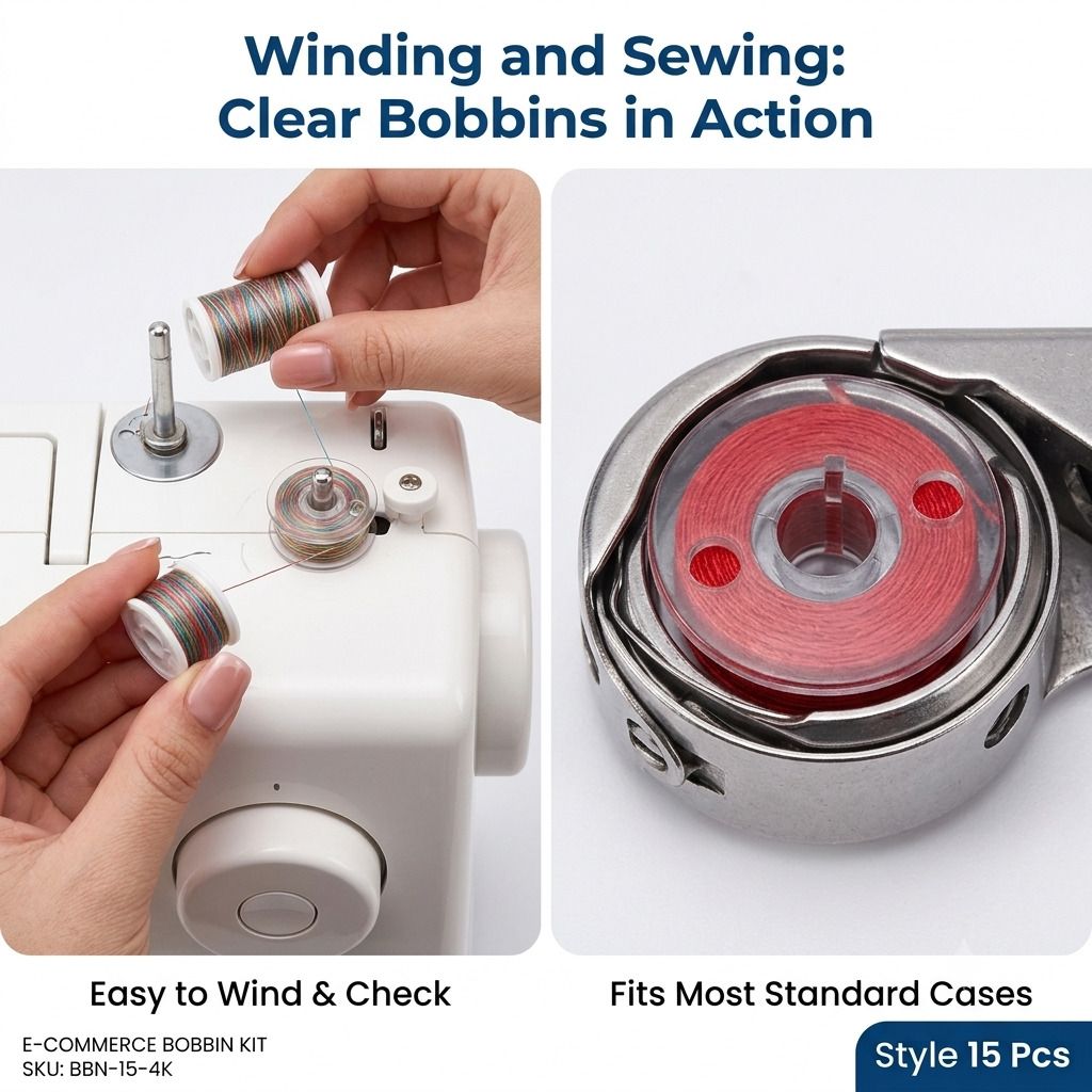 15 Pcs Plastic Sewing Machine Bobbins | Universal Bobbin Computerised Sewing Machine 1 built-in stitches 100 SPM White-image-22