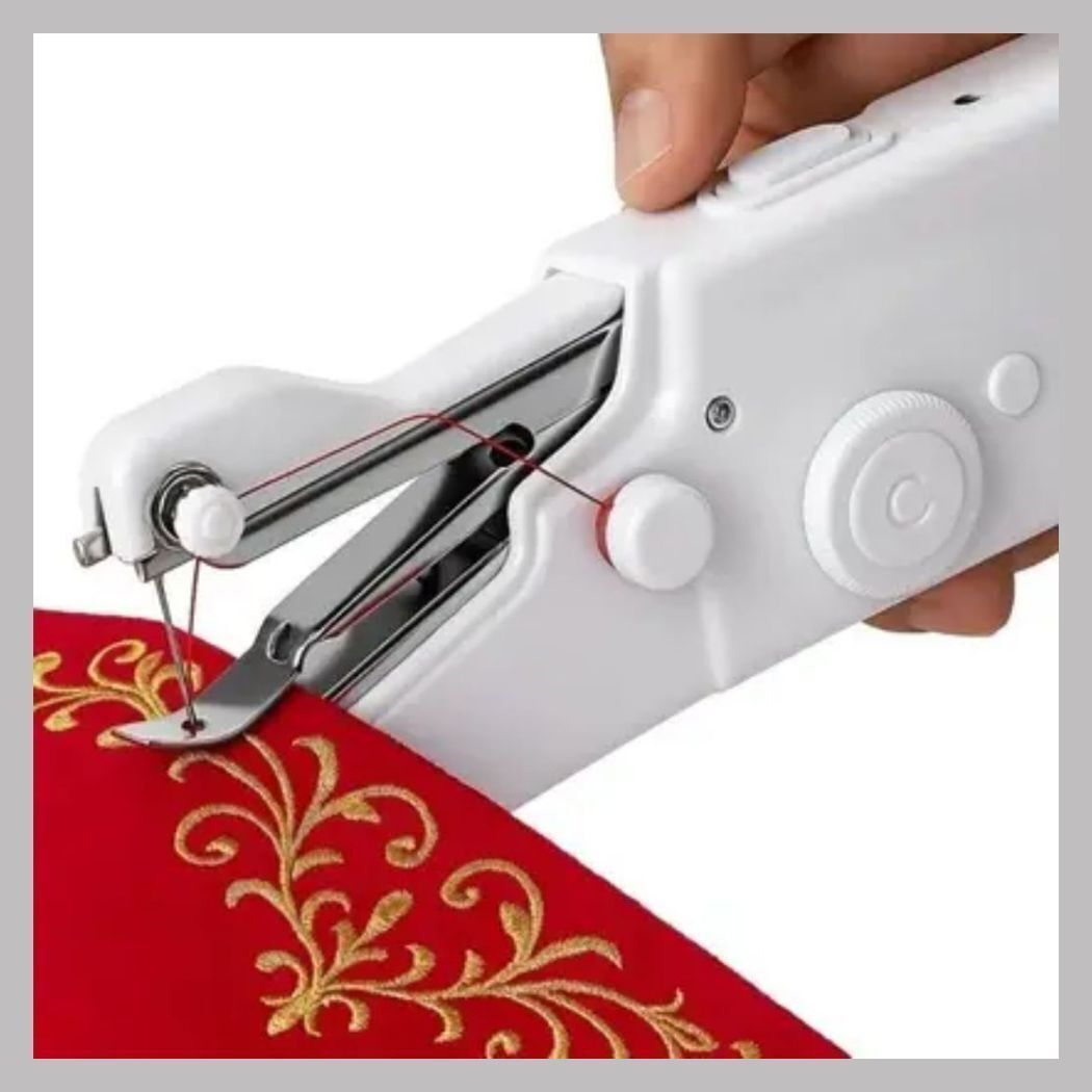 radhe New Mini Hand Sewing Machine for Home Lightweight Handheld Sewing Machine 10 Electric Sewing Machine 1 built-in stitches 100 SPM White-picture-1