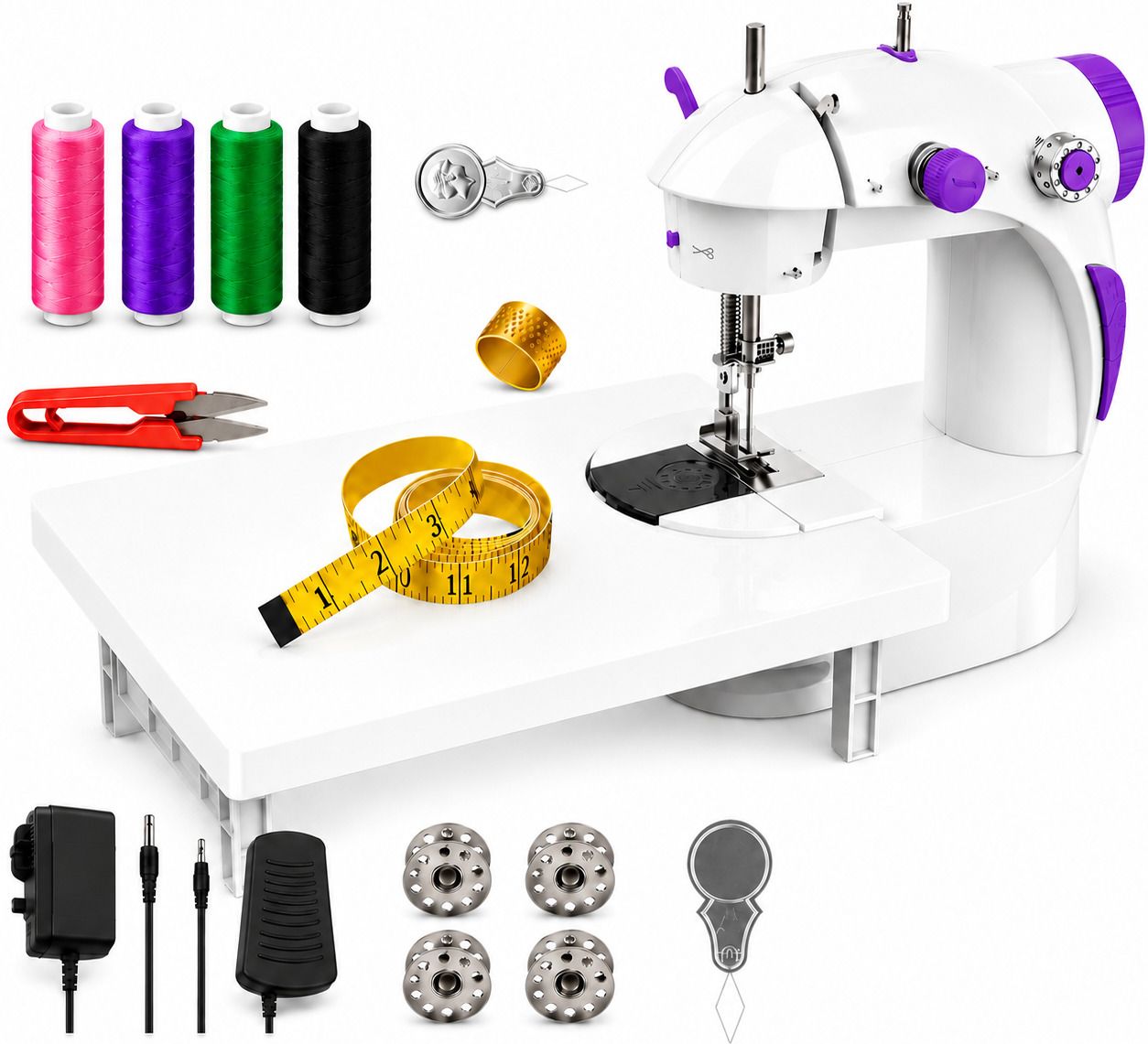 portable sewing machine tailoring sewing machine stitching machine mini silai Electric Sewing Machine 6 built-in stitches 140 SPM Purple-image-17