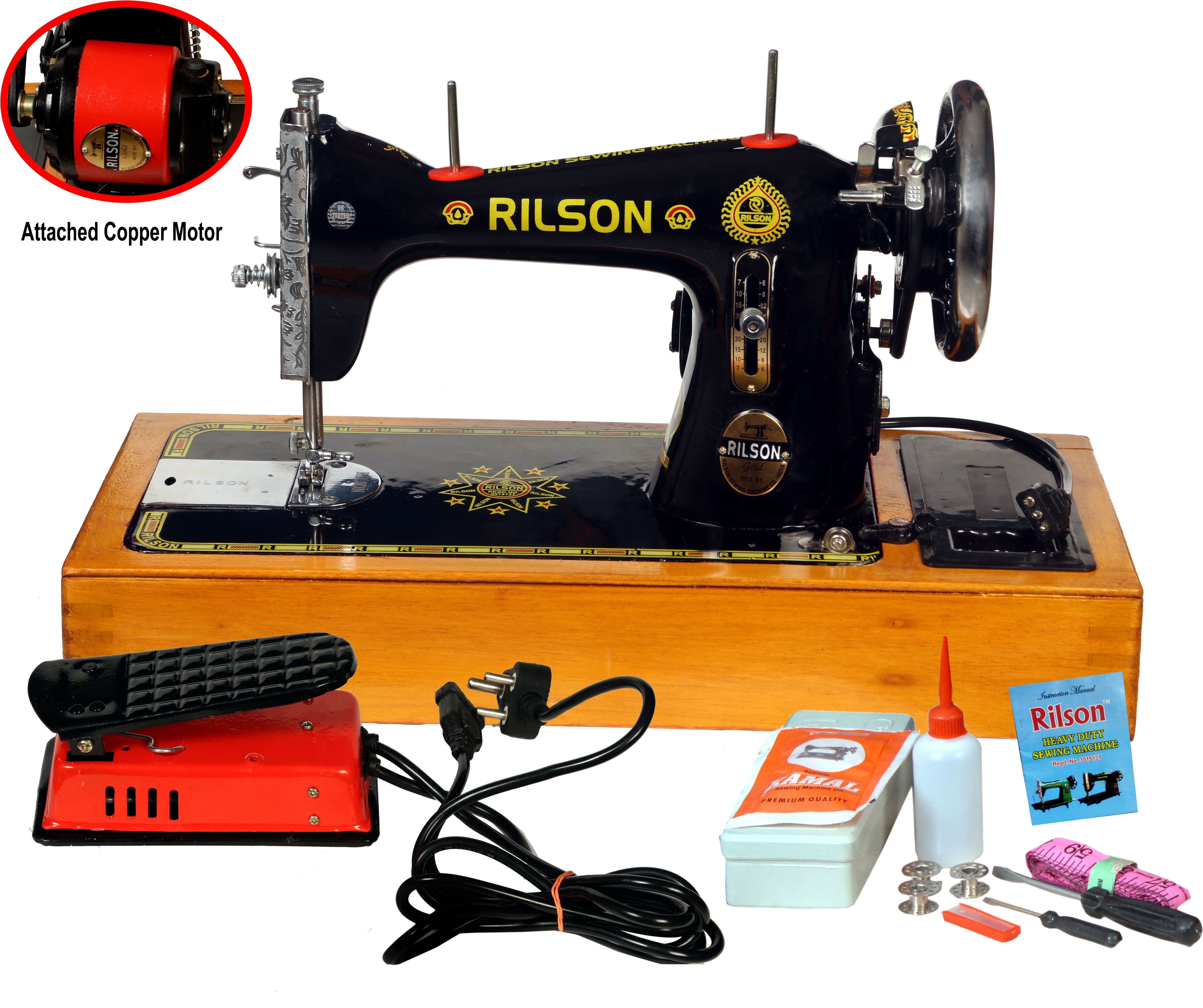 rilson SPECIAL MOTARIZED TAILOR MODEL SEWING MACHINE WITH WOODEN BASE AND REGULATOR Electric Sewing Machine-picture-18