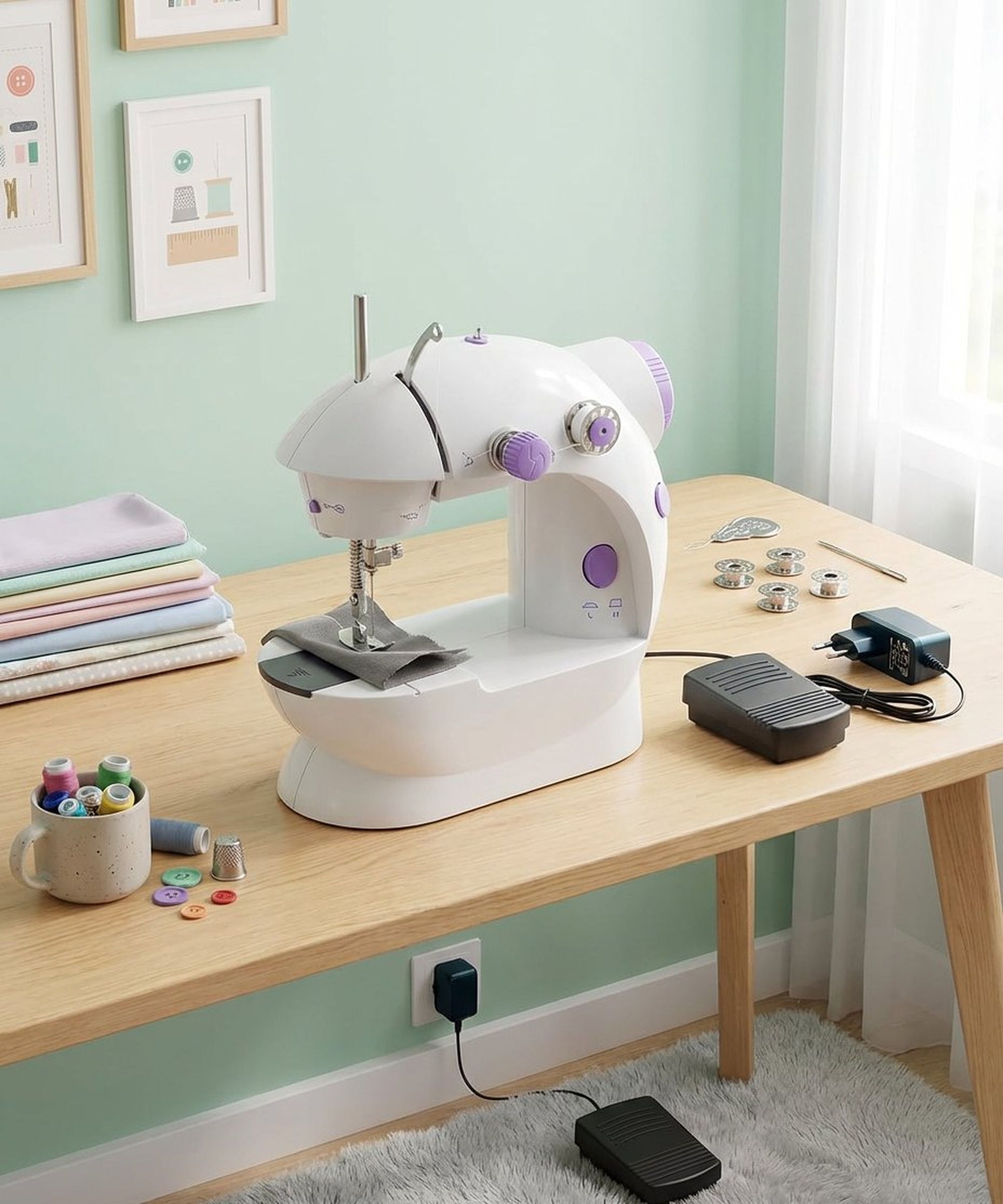 radhe Mini Stitching Machine for Beginners with LED Light & Dual Speed Electric Sewing Machine-picture-29