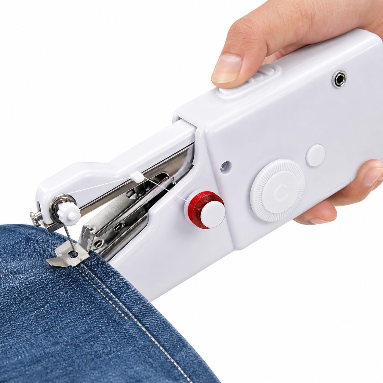 veraxa Handy Stitch Mini Hand Sewing Machine | Quick Repairs & Emergency Stitching Stapler Sewing Machine 2 built-in stitches 120 SPM White-picture-13