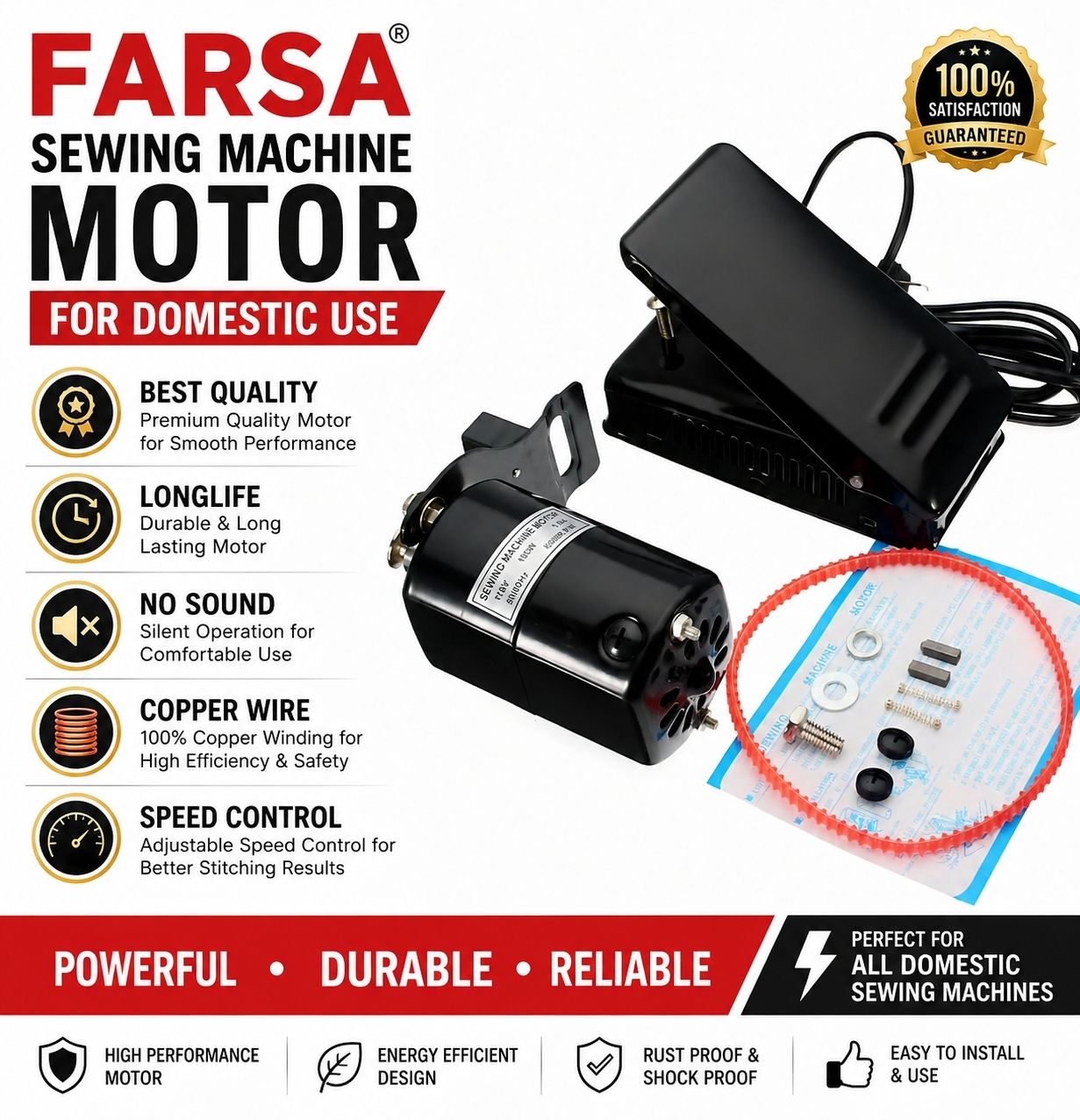 farsa Sewing machine mini attachments Electric Sewing Machine 1200 built-in stitches 5000 SPM Black-picture-16