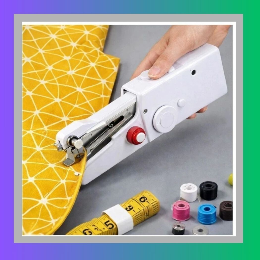 Mini Electric Stitching Machine New014 Electric Sewing Machine 2 built-in stitches 100 SPM White-image-1