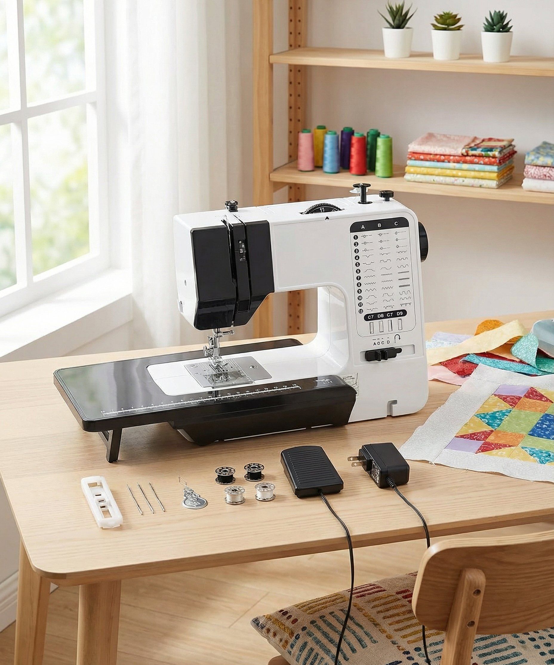 radhe 38 Built-in Stitches Sewing Machine With 2 Speed,Reverse Sewing,Wide Table,Light Electric Sewing Machine-picture-6
