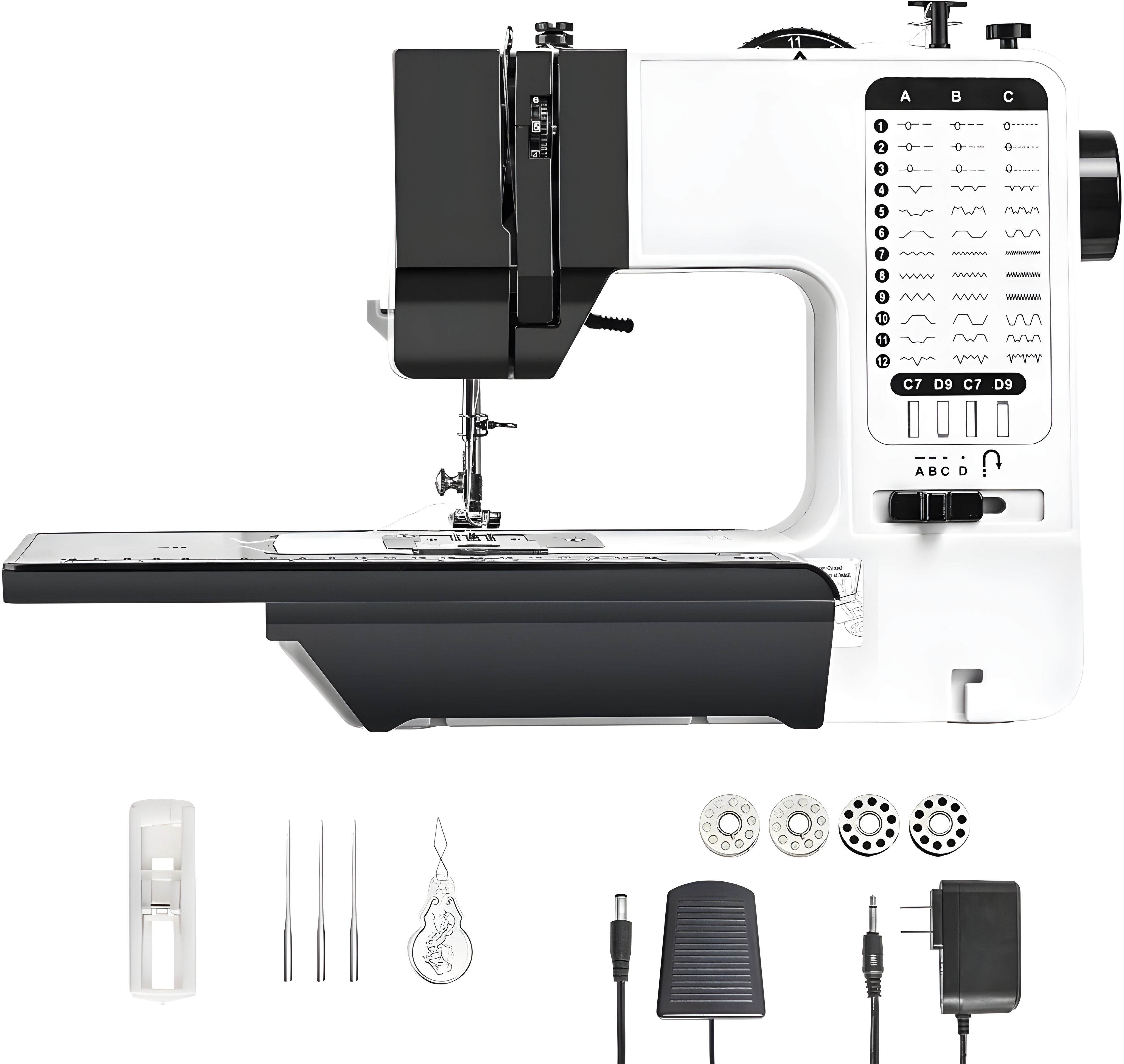38 Built-in Stitches Sewing Machine With 2 Speed,Reverse Sewing,Wide Table,Light Electric Sewing Machine-image-21