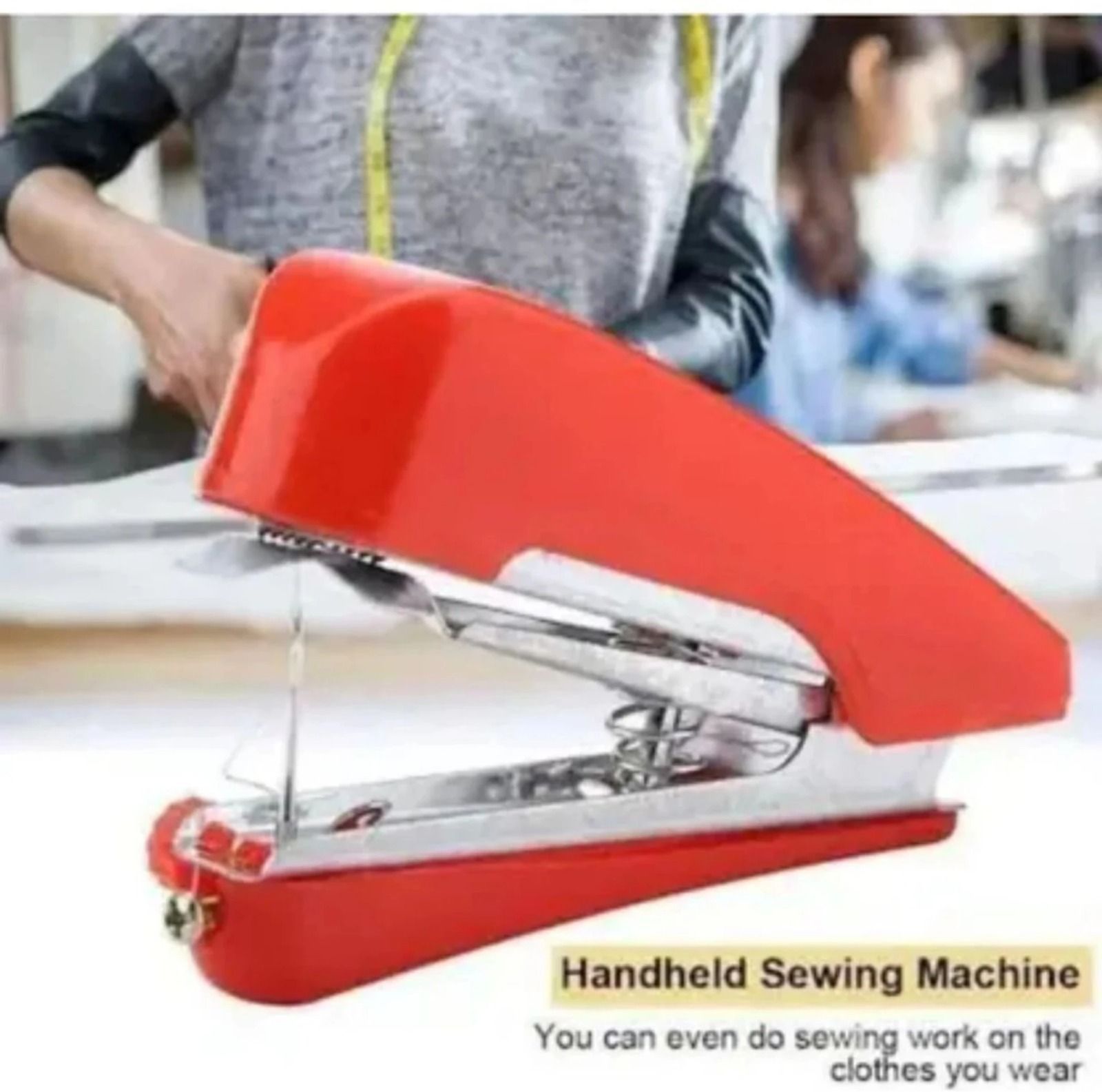 Lightweight Handheld Sewing Tool\Home Tailoring & Emergency Stitching Machine Stapler Sewing Machine 2 built-in stitches 30 SPM Red-image-33