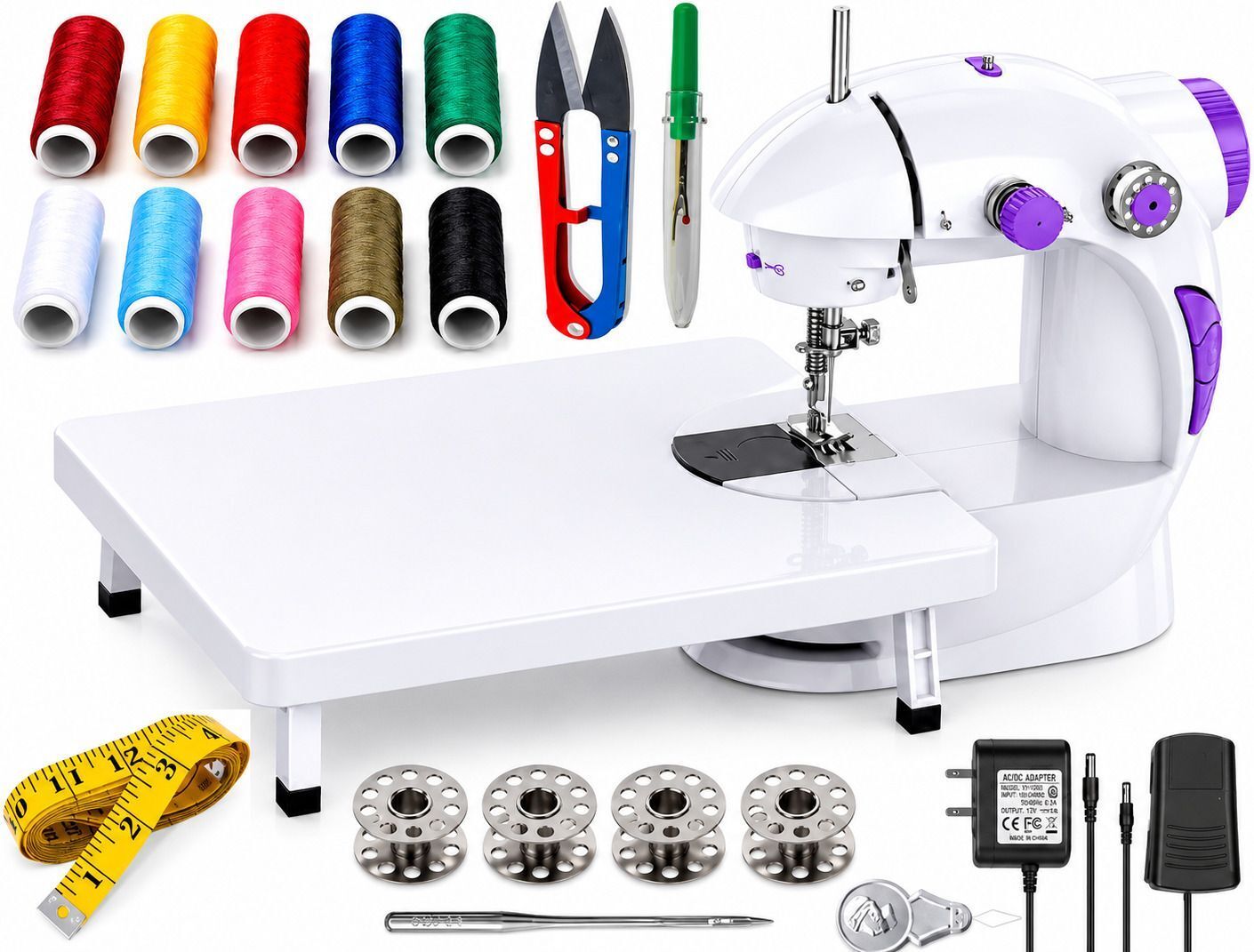 silai machine with stand | thaiyal | mini swing sewing machine | tailor machine Electric Sewing Machine 2 built-in stitches 100 SPM Pink-image-8