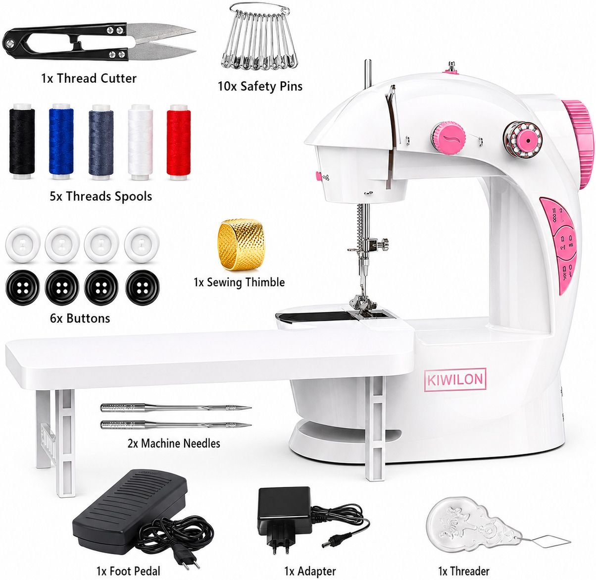 stitching machine electric silai machine portable tailoring machine mini hand Electric Sewing Machine 4 built-in stitches 108 SPM Pink-image-46