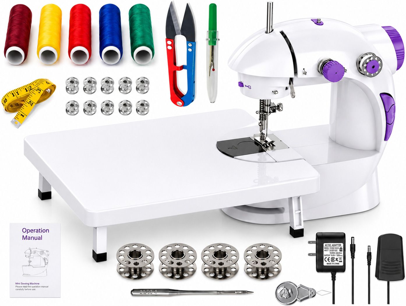 stitching machine electric silai machine portable tailoring machine mini hand Electric Sewing Machine 5 built-in stitches 110 SPM White-image-48