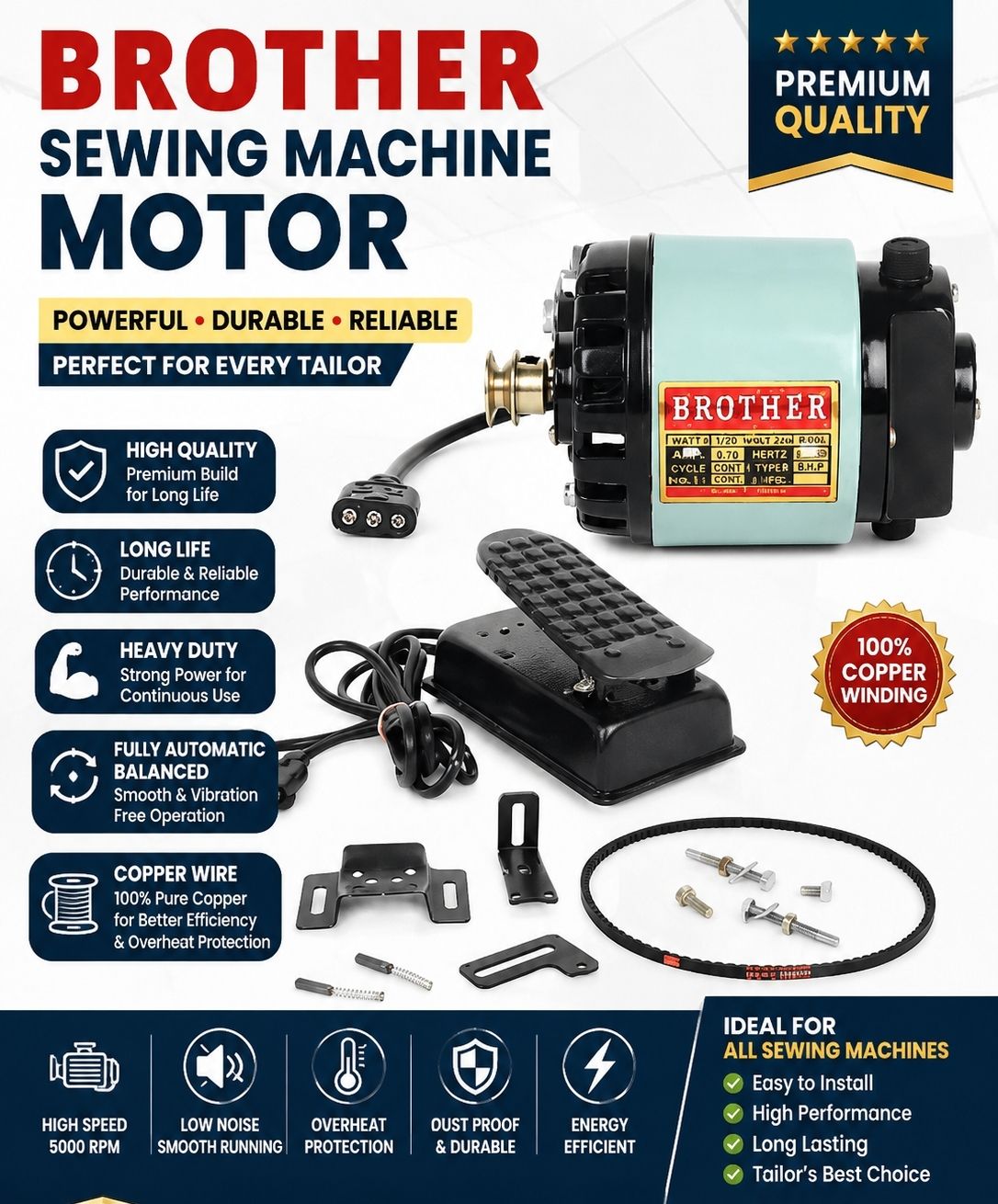 1/12 brother sewing machine Electric Sewing Machine 1200 built-in stitches 7500 SPM Multicolor-image-17