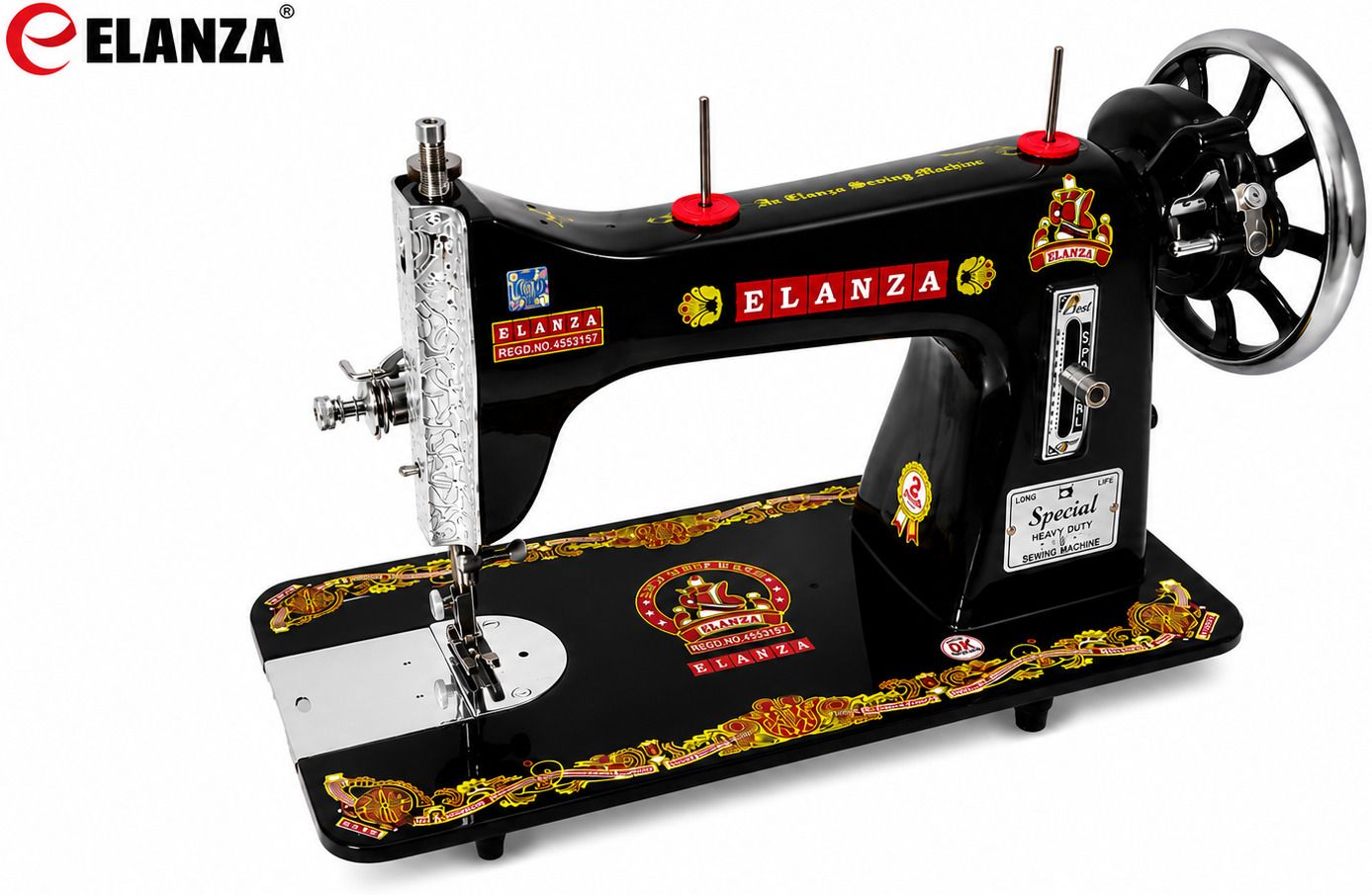 elanza HEAVY DUTY SQUARE TAILOR SUPER S.V MODEL TOP Only Manual Sewing Machine 980 built-in stitches 980 SPM Black-picture-11