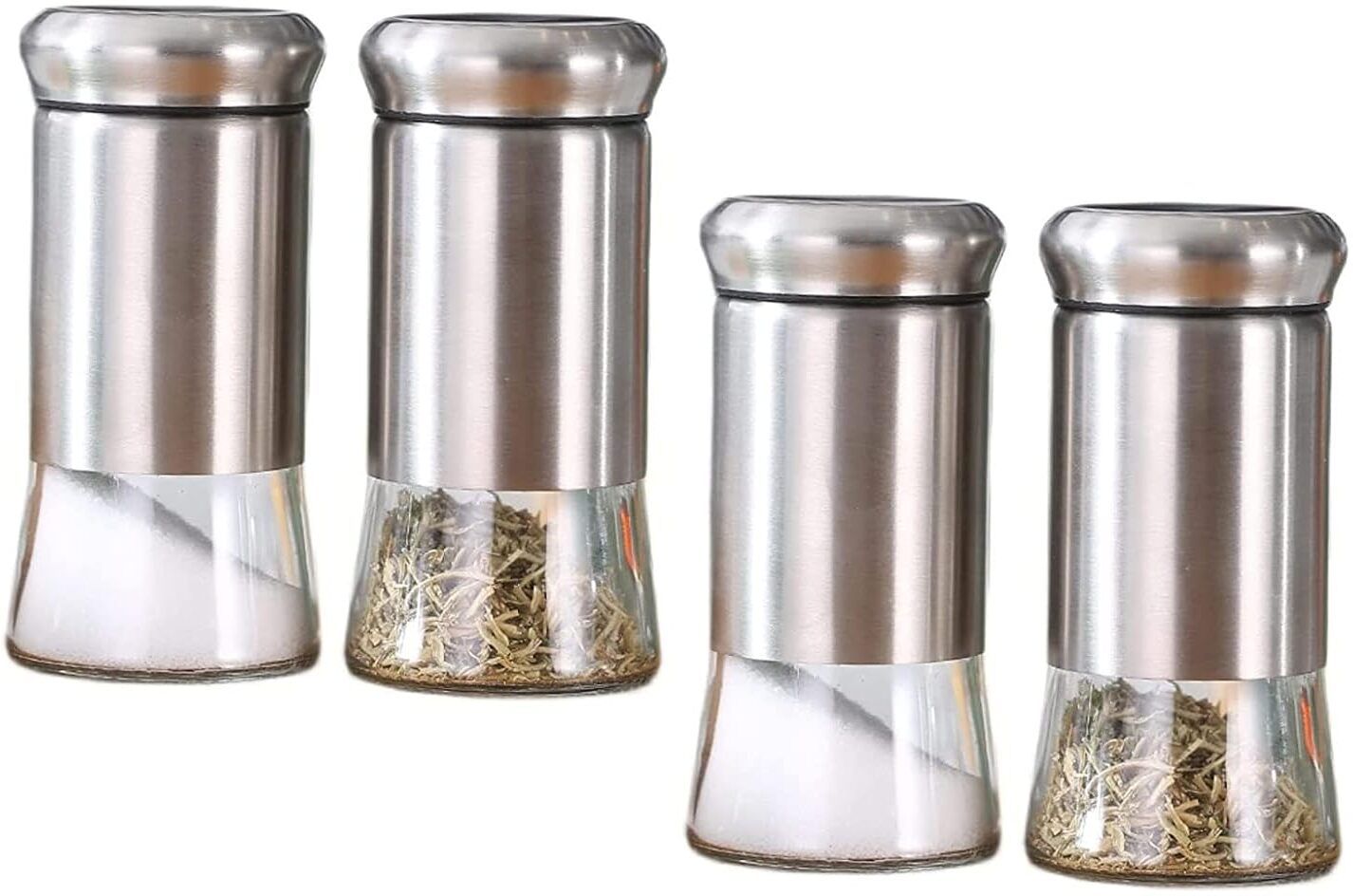 Salt and Pepper Shaker - Refillable Dispenser with Stainless Steel Set Of 4 Sugar Shaker 130 gm-image-11