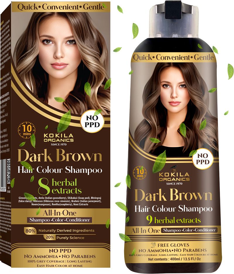 kokila NOPPD Shampoo Hair Colour, Dark Brown for Women and Men-picture-20