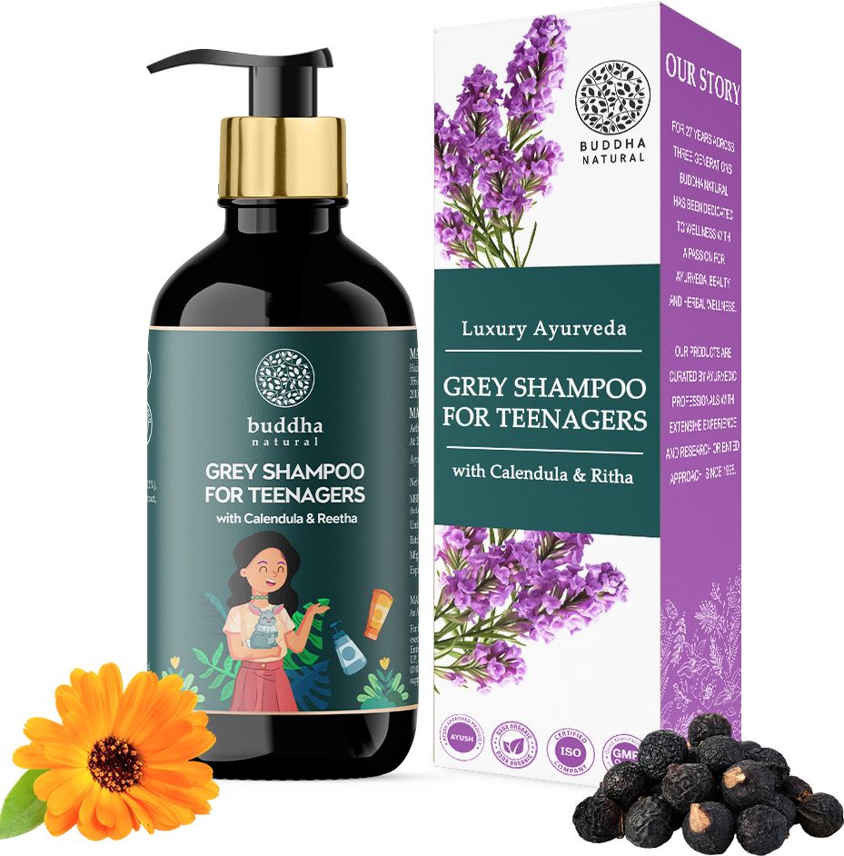 buddha natural Grey Hair Shampoo For Teenagers - Chemical Free | For Black Hair & as a Cleanser-picture-15