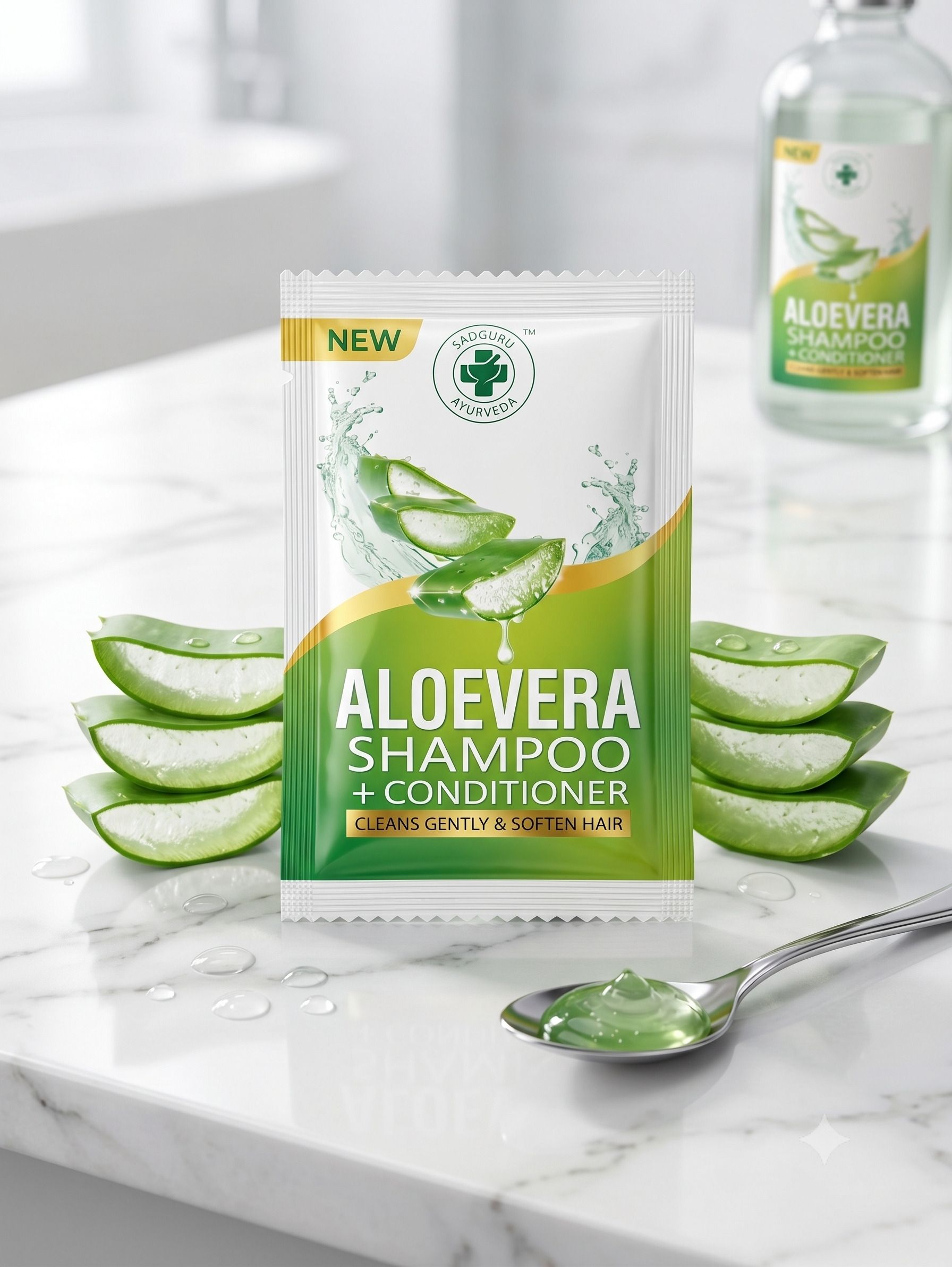 sadguru ayurveda Aloe Vera 2-in-1 Shampoo & Conditioner Sachets (100 Pcs)-picture-11
