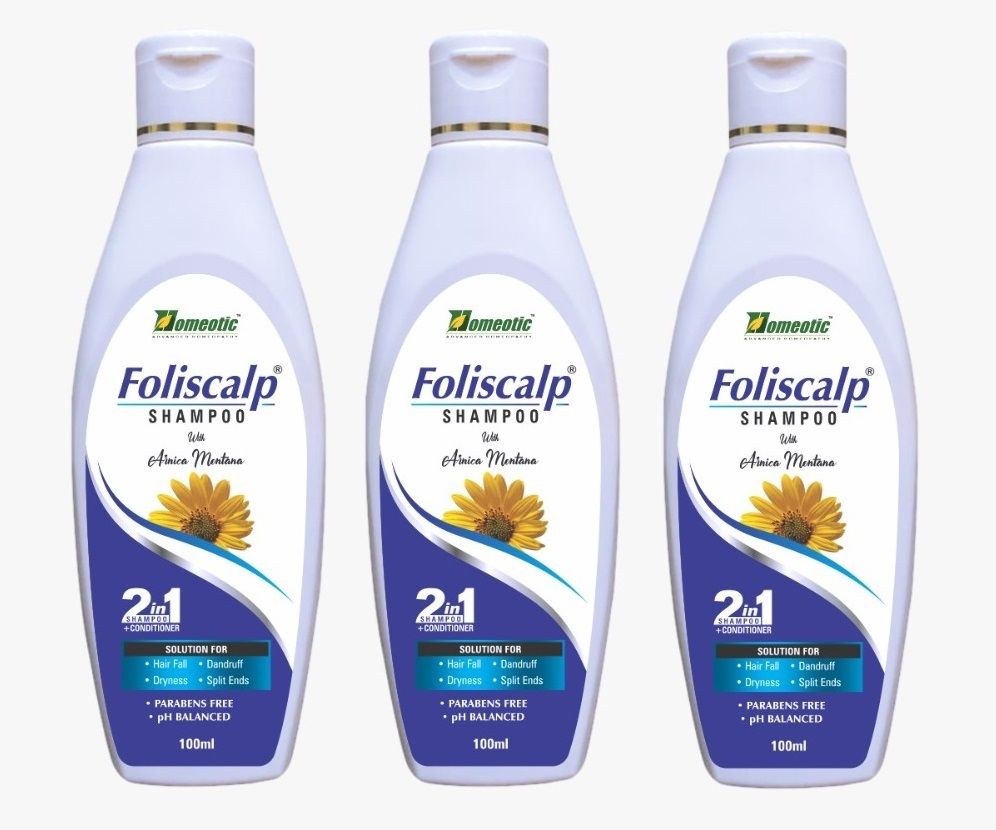 homeotic Foliscalp Shampoo 100ml | Anti-Hairfall & Scalp Care | Arnica Extract (Set of 3)-picture-23