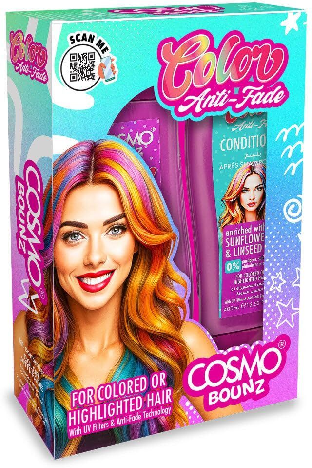 cosmo Bounz Hair Care Kit Color Anti Fade Shampoo & Conditioner 2 Pieces Gift Set-picture-39