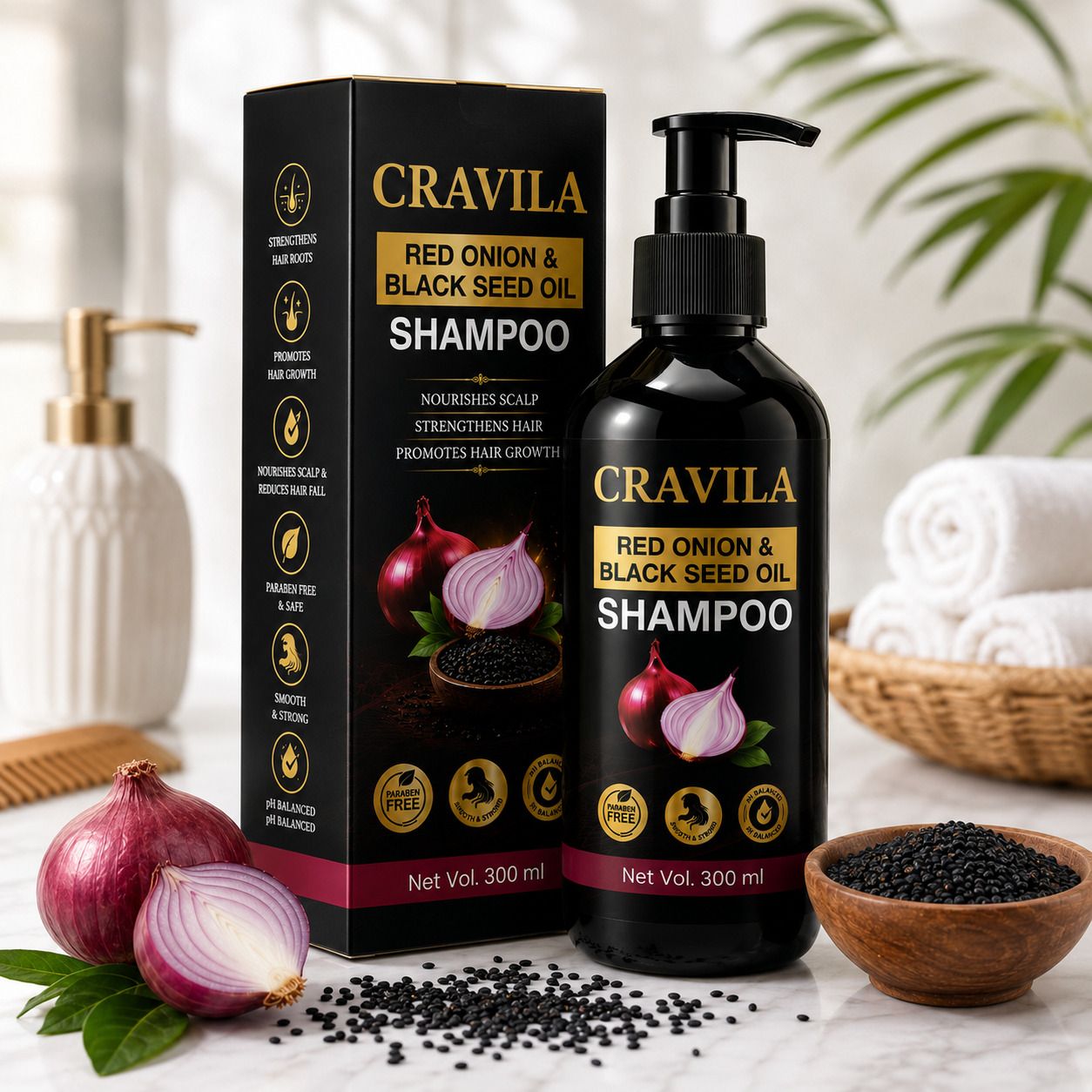 cravila Red Onion Shampoo Black Seed Oil Hair Fall Control Shampoo-picture-28