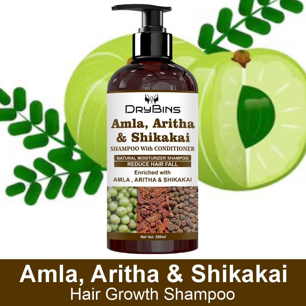 drybins Amla Aritha Shikakai Shampoo and Conditioner for Scalp Care & Damage Repair-picture-21