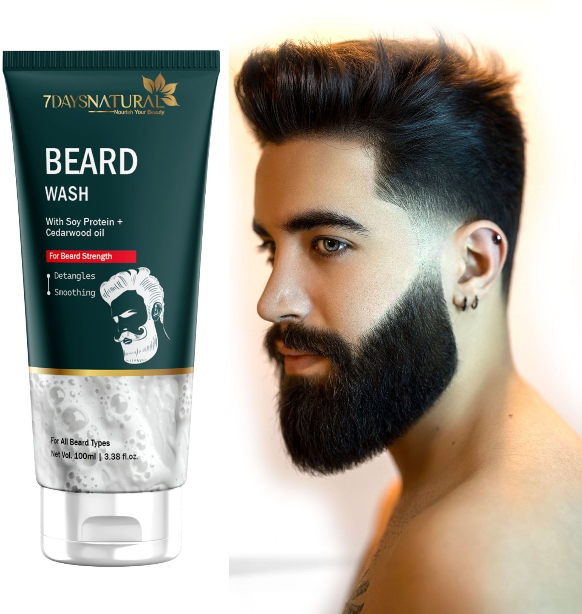 Men Beard Wash Cleanse & Refresh Relieves Beard Itchiness infused with Olive Oil-image-2