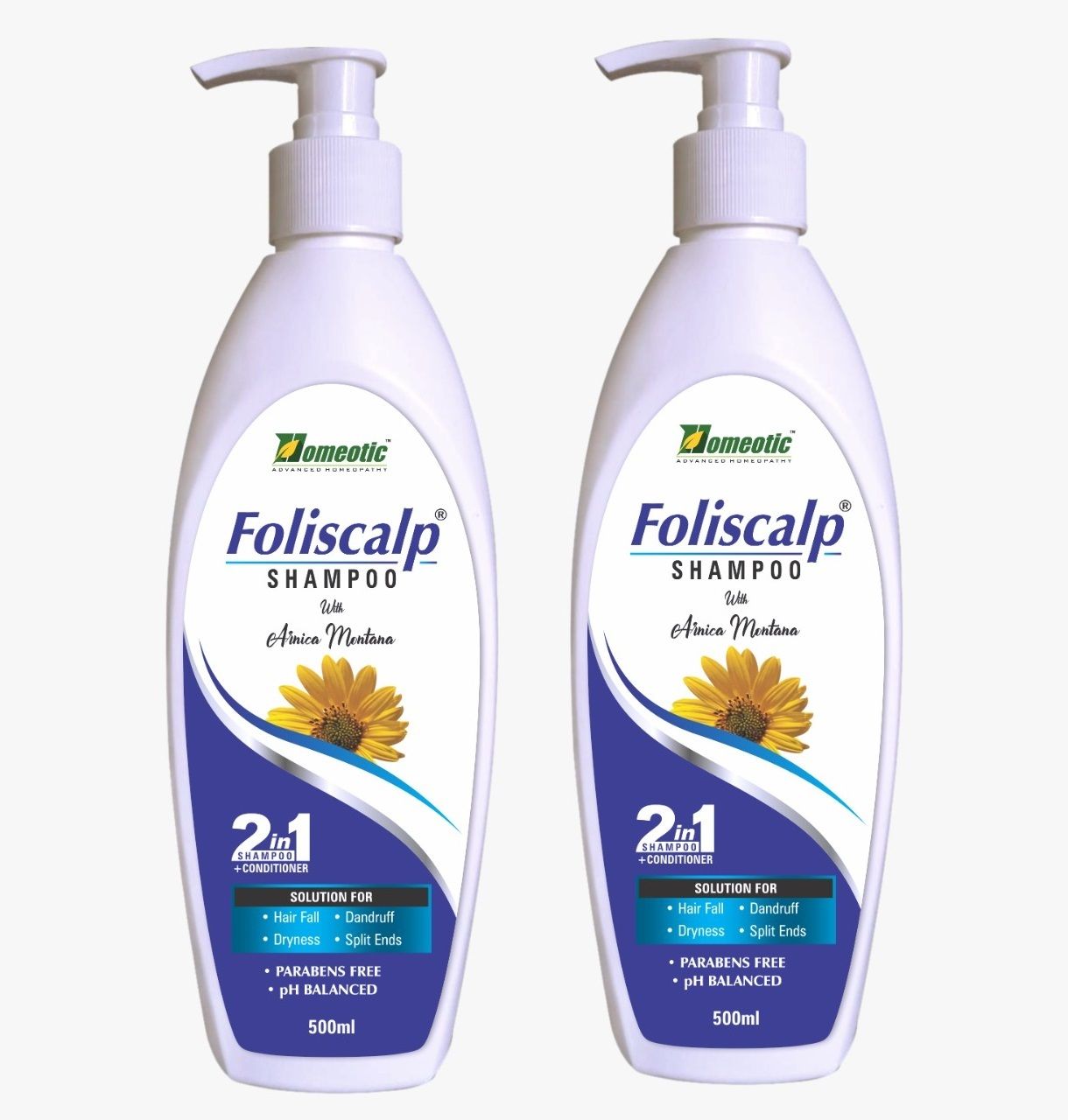 homeotic Foliscalp Shampoo 500ml | Anti-Hairfall & Scalp Care | Arnica Extract (Set of 2)-picture-16