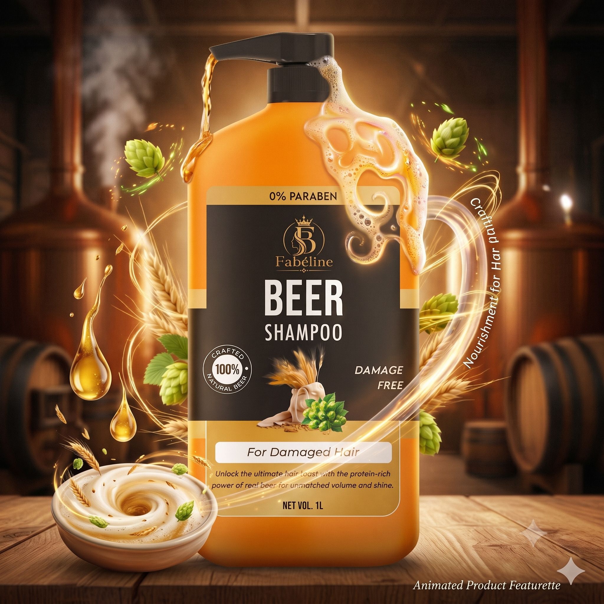 Beer Shampoo for Damaged Hair, Protein-Rich Hair Care with Natural Beer Extract-image-45