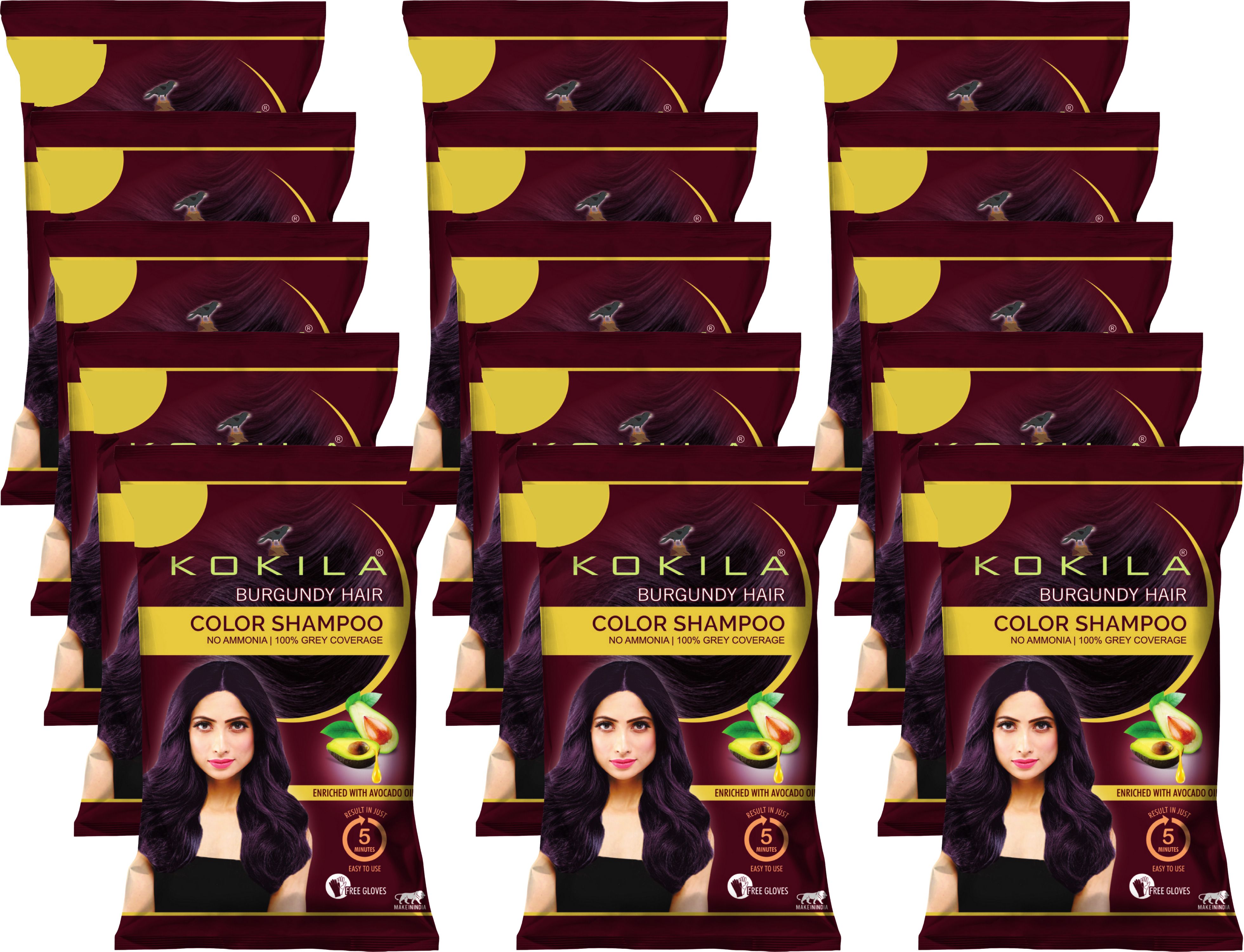kokila Instant Ammonia Free Hair Color Shampoo Enriched with Avocado oil (Burgundy, 15) , Burgundy-picture-38