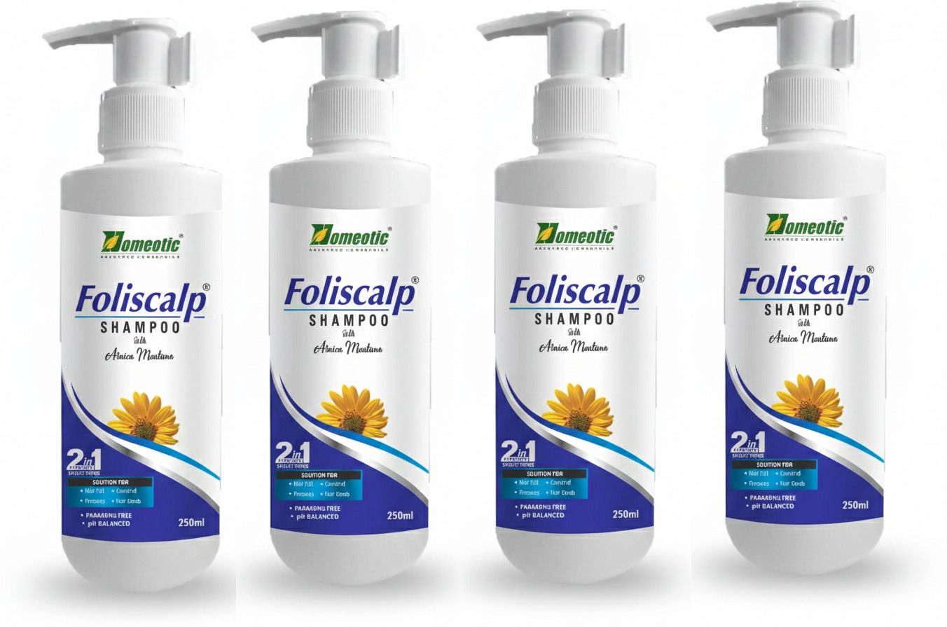 homeotic Foliscalp Shampoo 250ml | Anti-Hairfall & Scalp Care | Arnica Extract (Set of 4)-picture-27