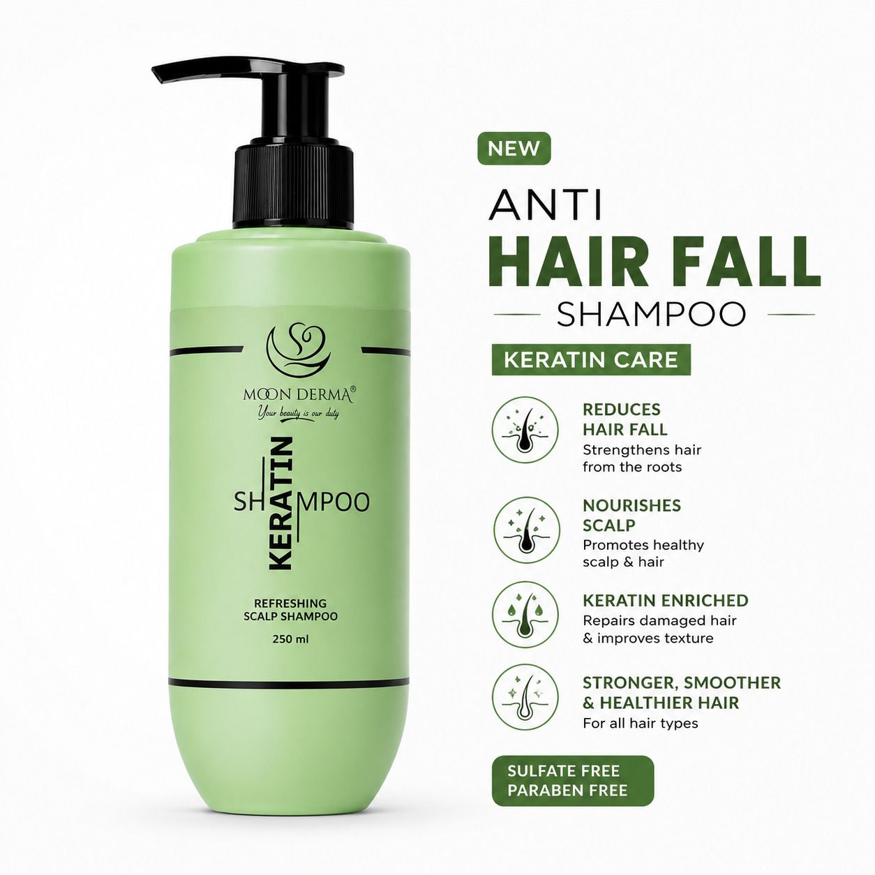 moon derma Keratin Shampoo | Hair Fall Control | Scalp Cleansing | Anti-Frizz | Men & Women-picture-19